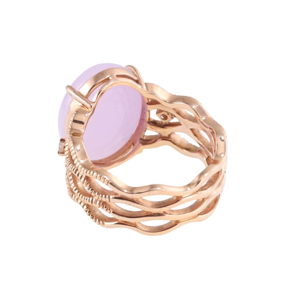 18k Rose Gold Lavender Jade Diamond Ring