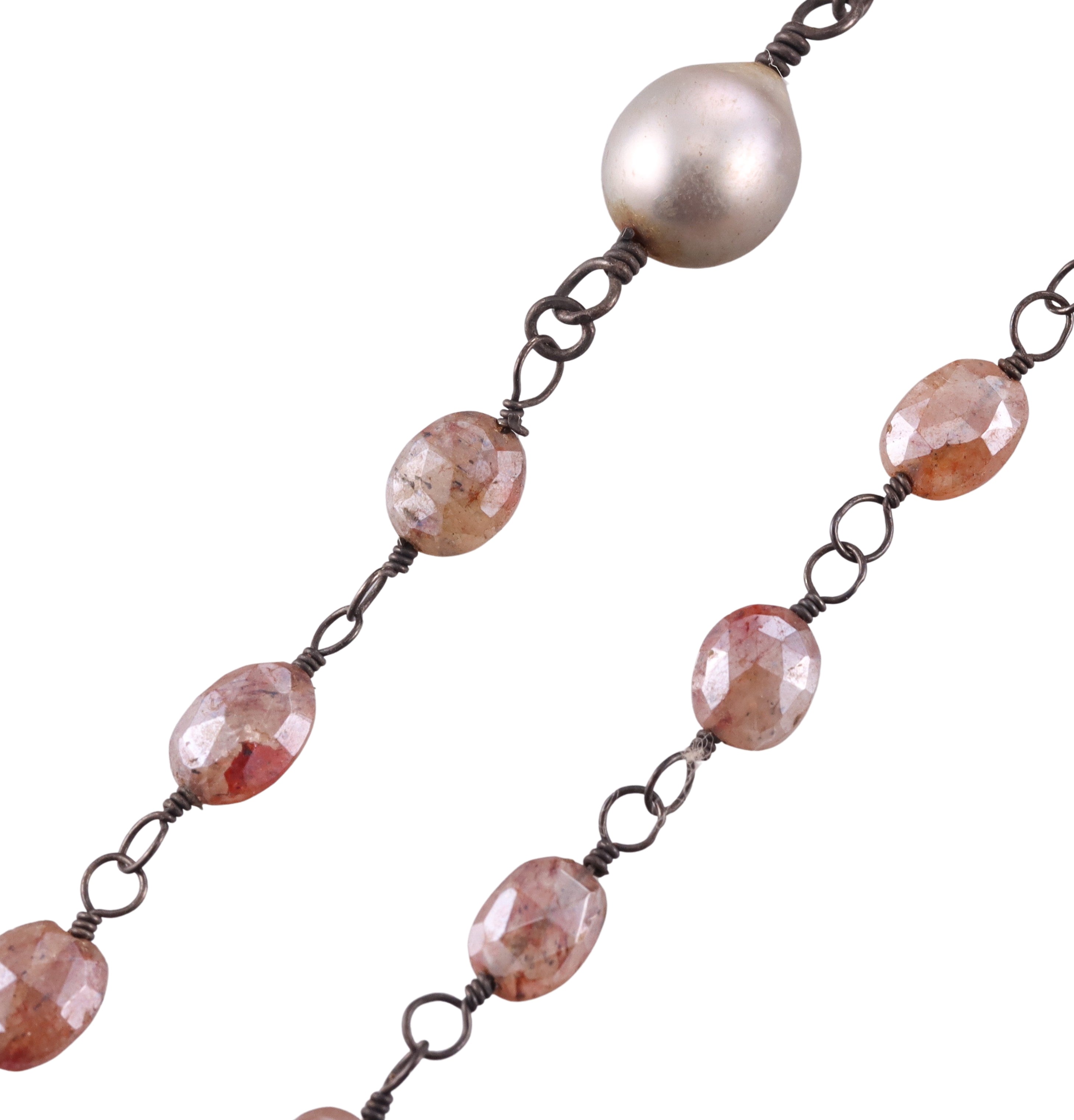 Armenta Old World 18k Gold Silver Champagne Diamond Pearl Moonstone Necklace