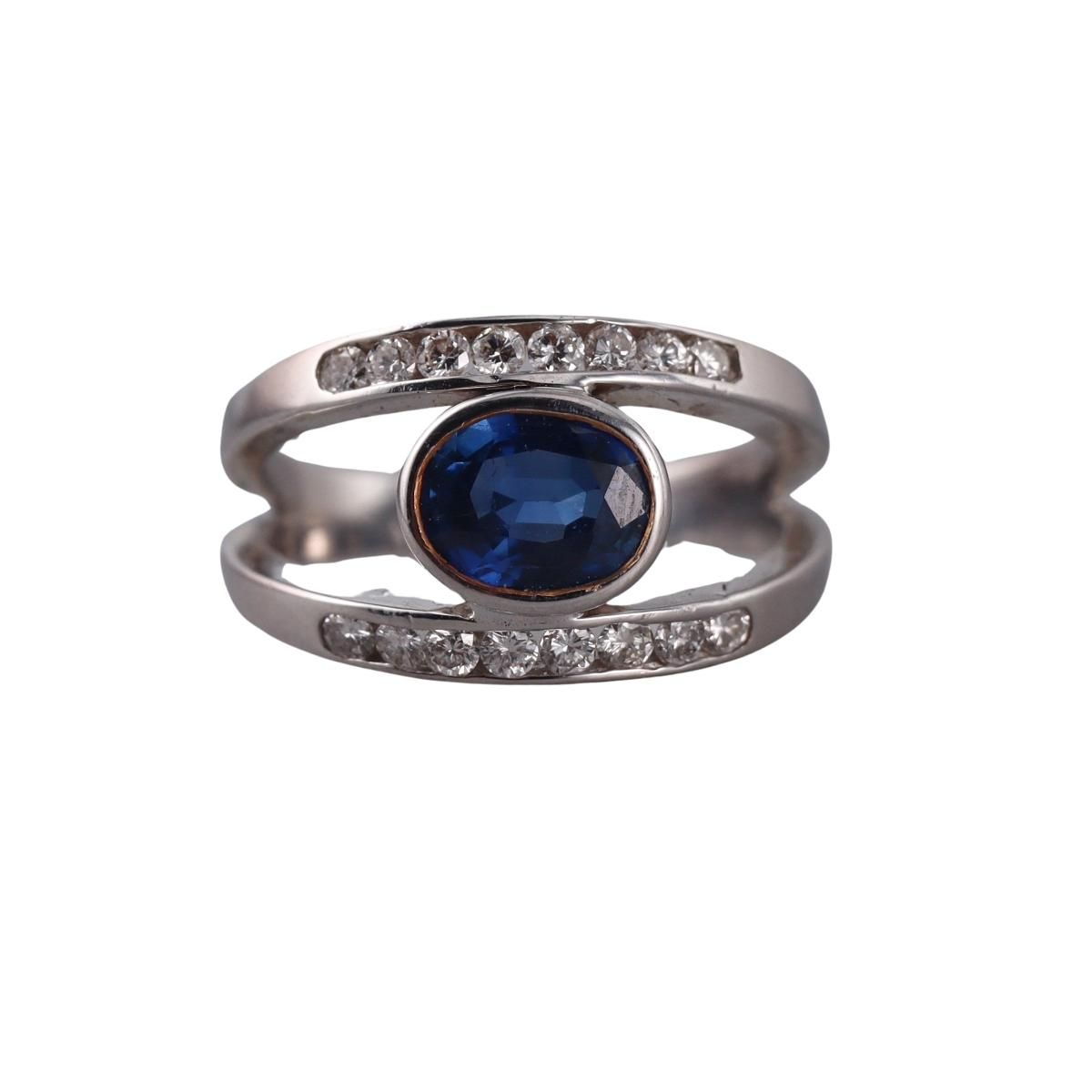 1.74ct Sapphire Diamond Gold Ring