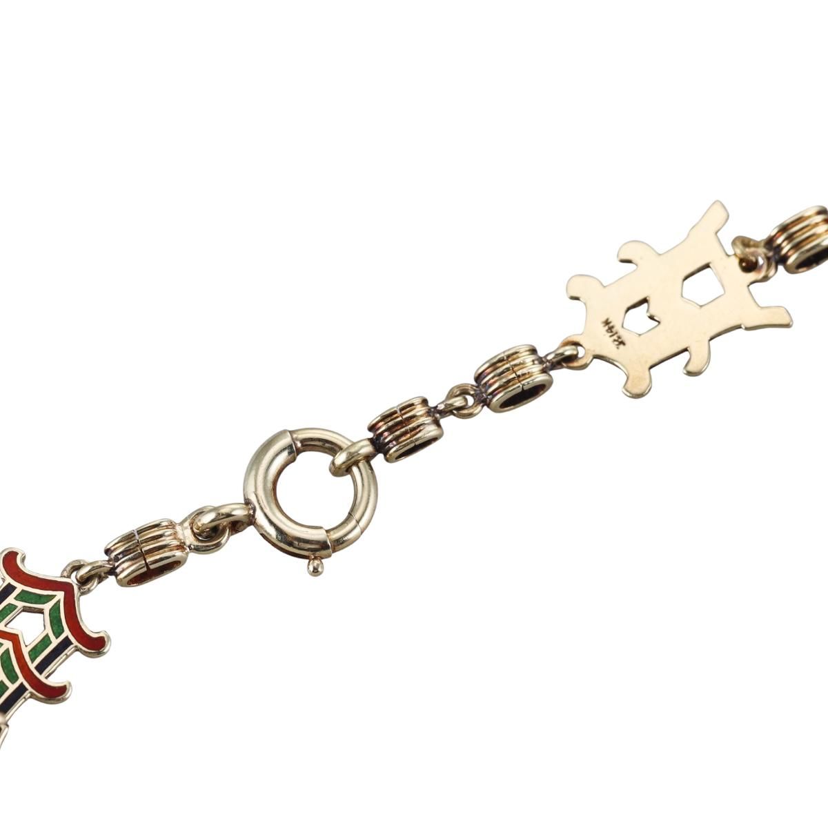 Art Deco 14k Gold Enamel Carved Jade Necklace