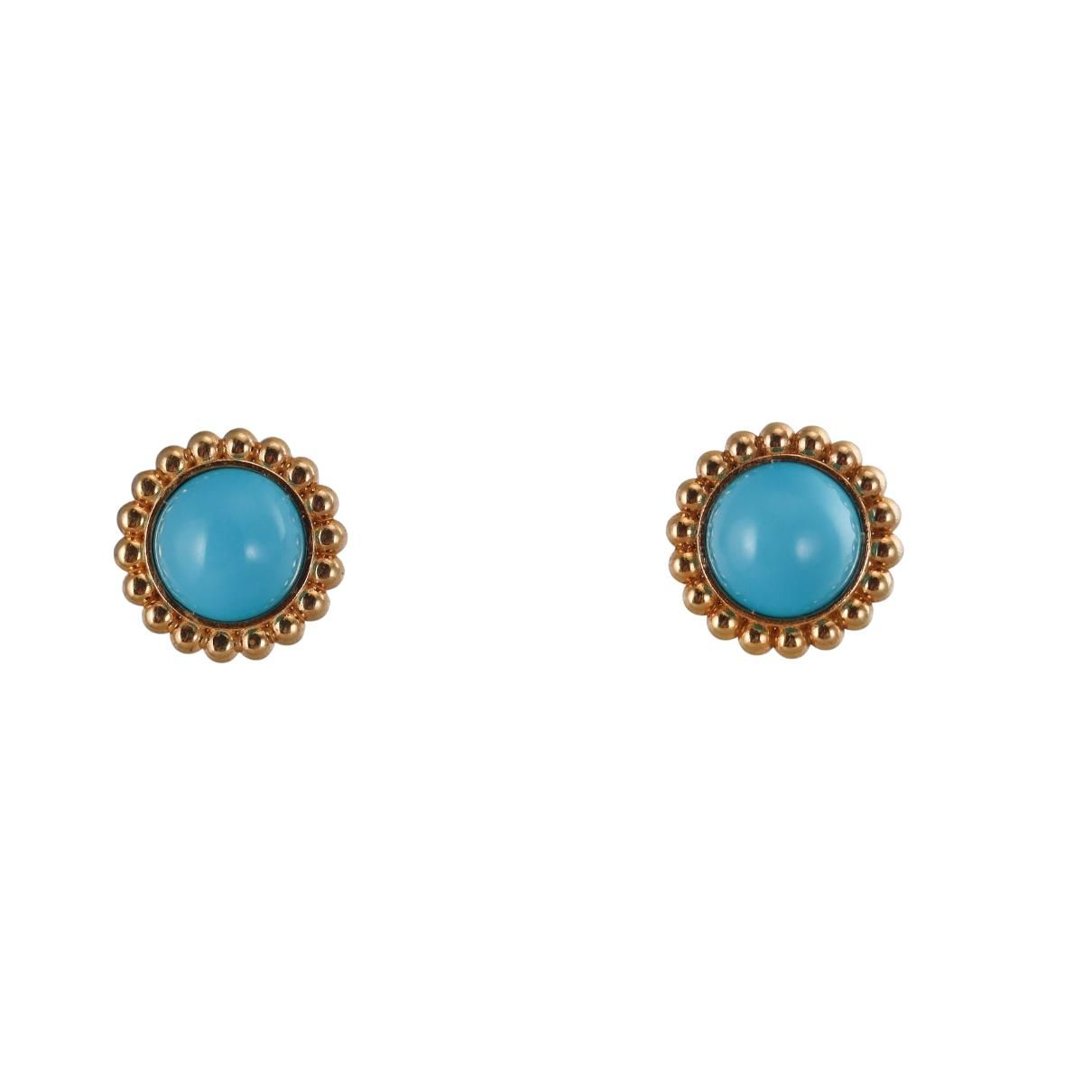18k Gold Turquoise Stud Earrings