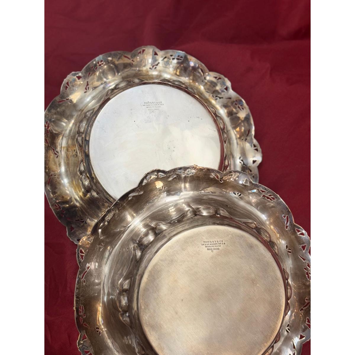 Antique Tiffany & Co Makers Sterling Silver Matching Bowl Set of 2