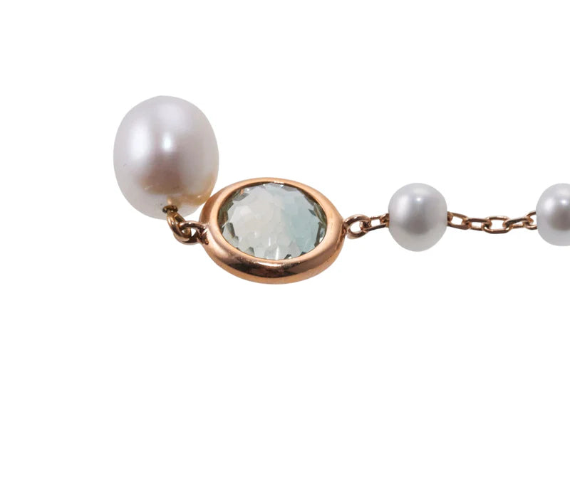 Mimi Milano Happy Gioya Pearl Prasiolite Gold Drop Earrings