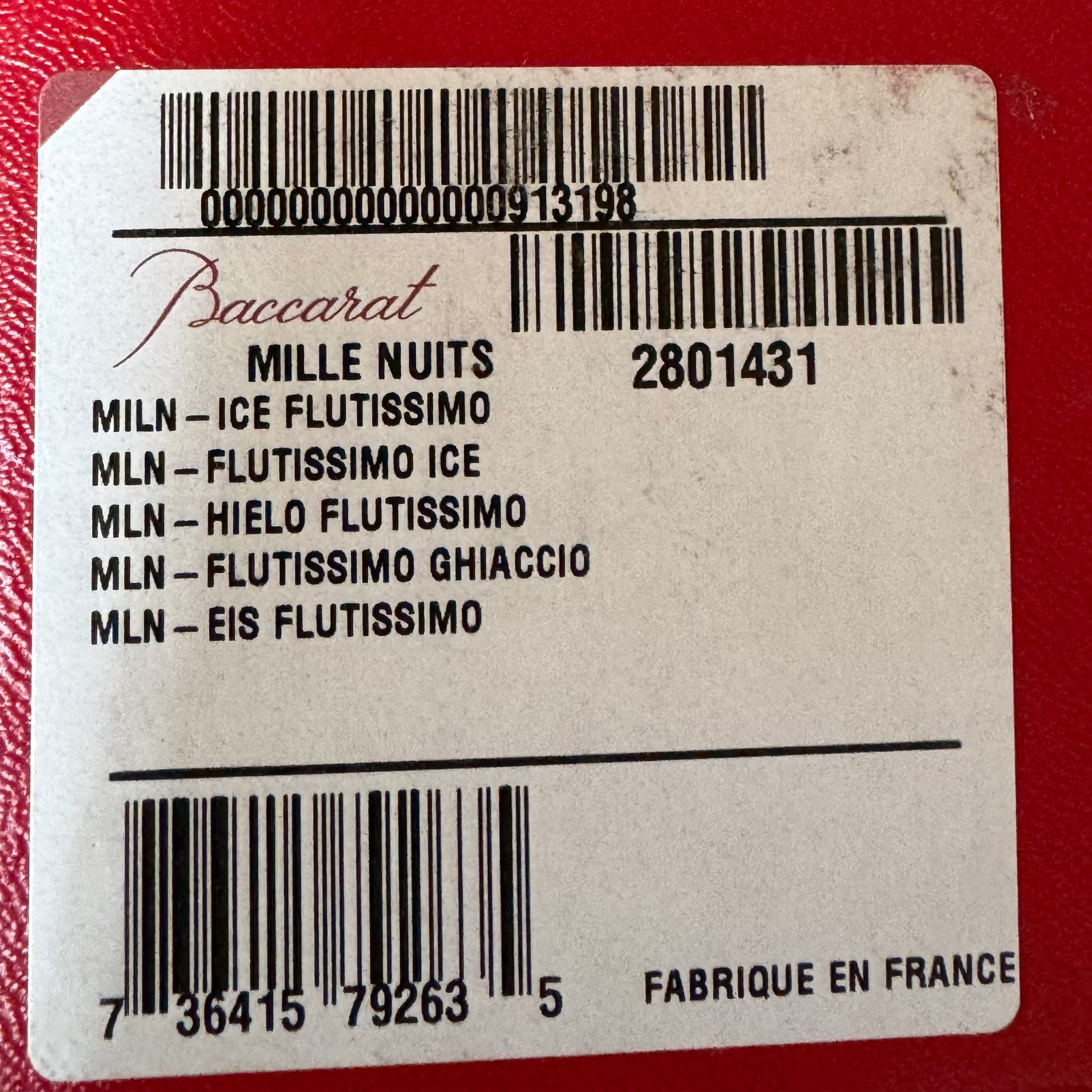 Baccarat Crystal Mille Nuits Flutissimo Ice Champagne Flute Set of 6 2801431