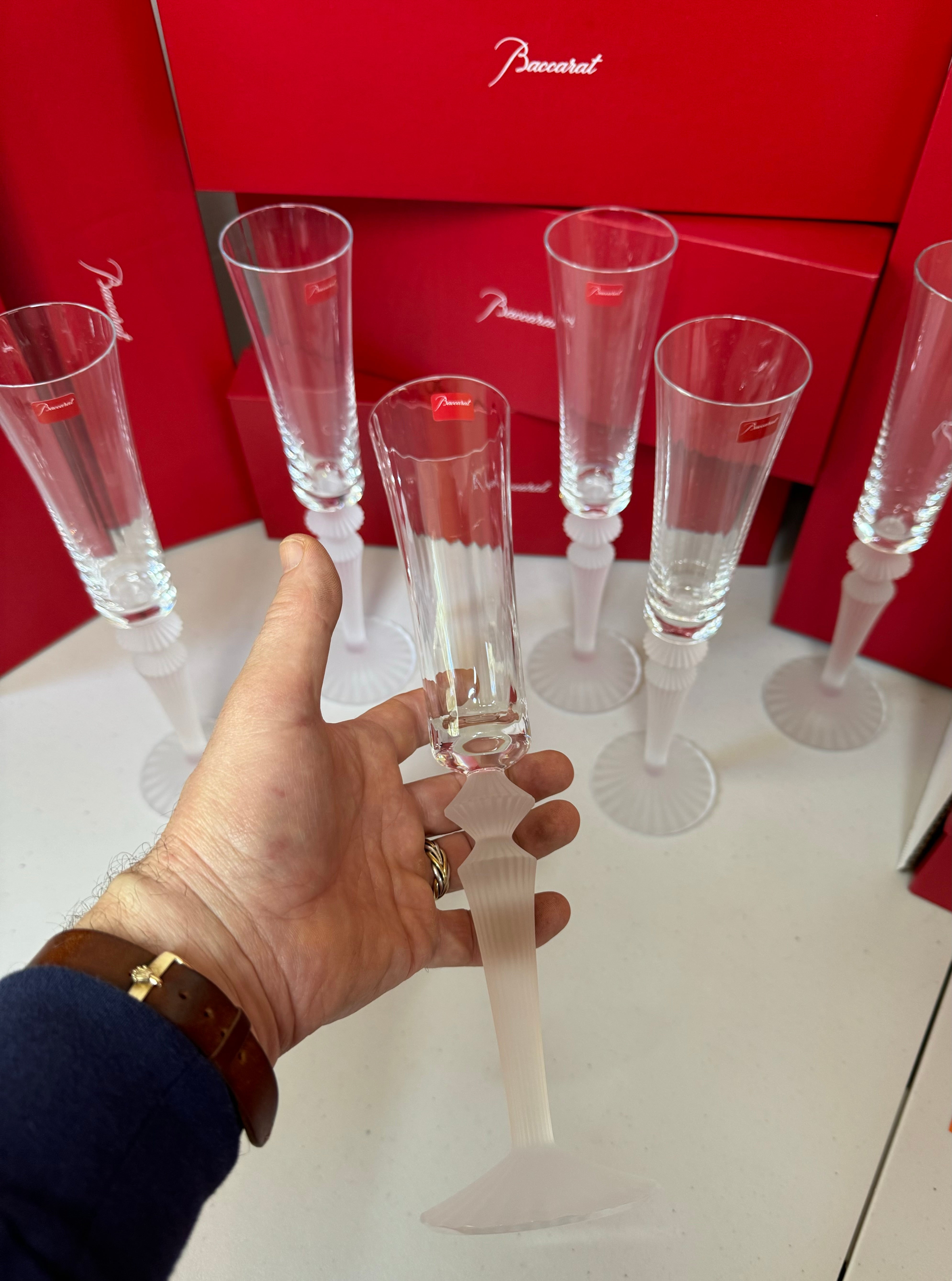 Baccarat Crystal Mille Nuits Flutissimo Ice Champagne Flute Set of 6 2801431