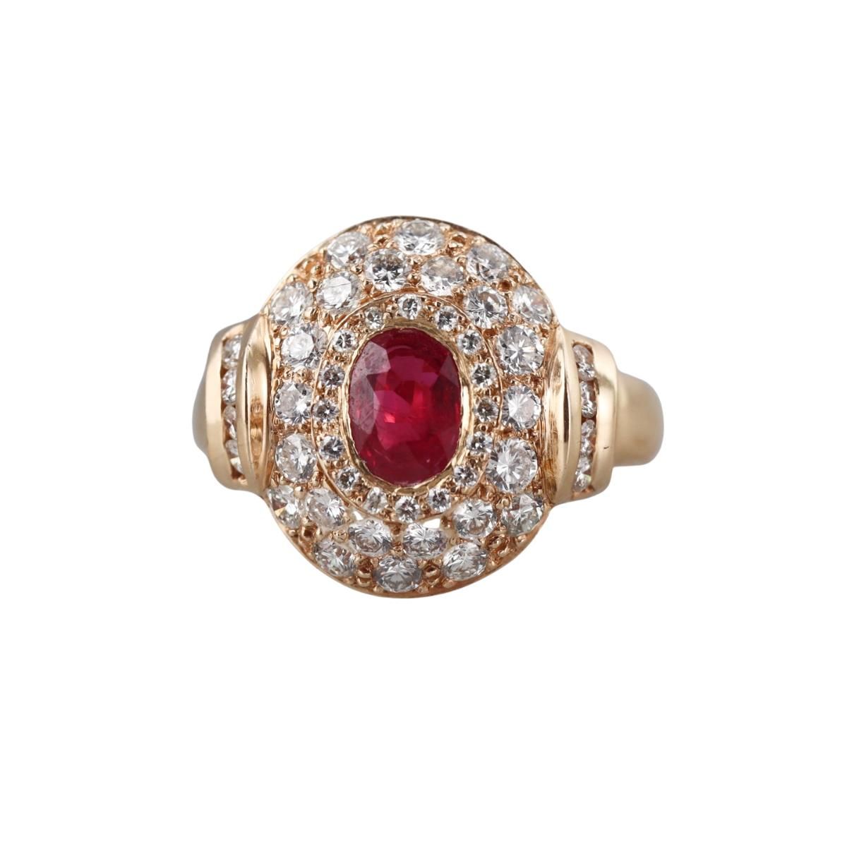 14k Gold Ruby Diamond Ring