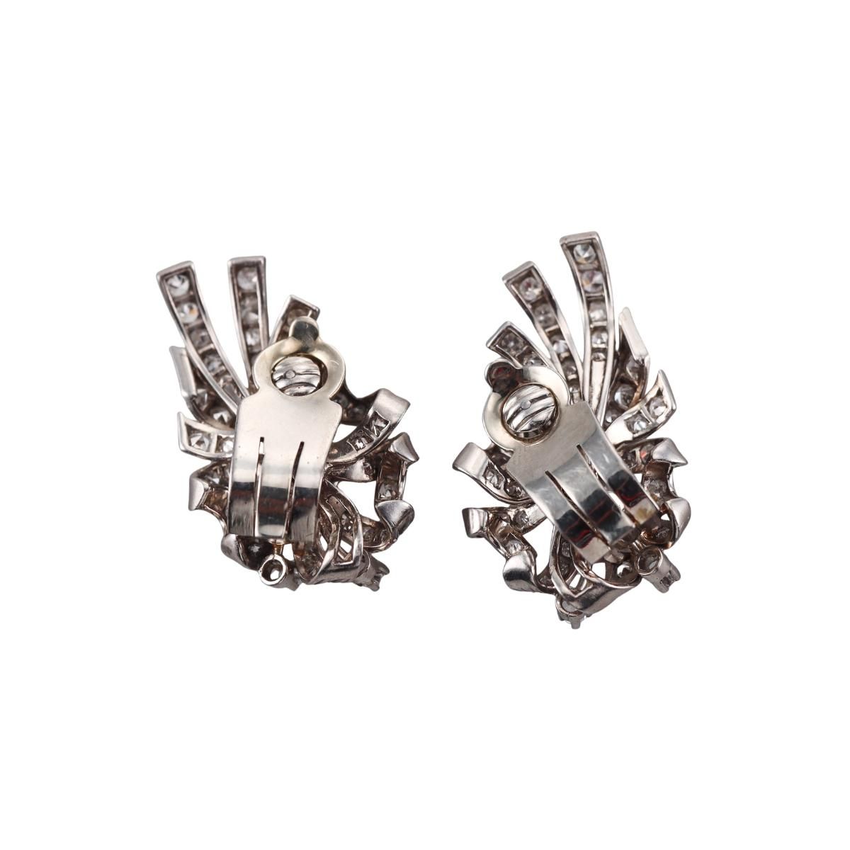 Mid Century 2.50ctw Diamond Platinum Earrings