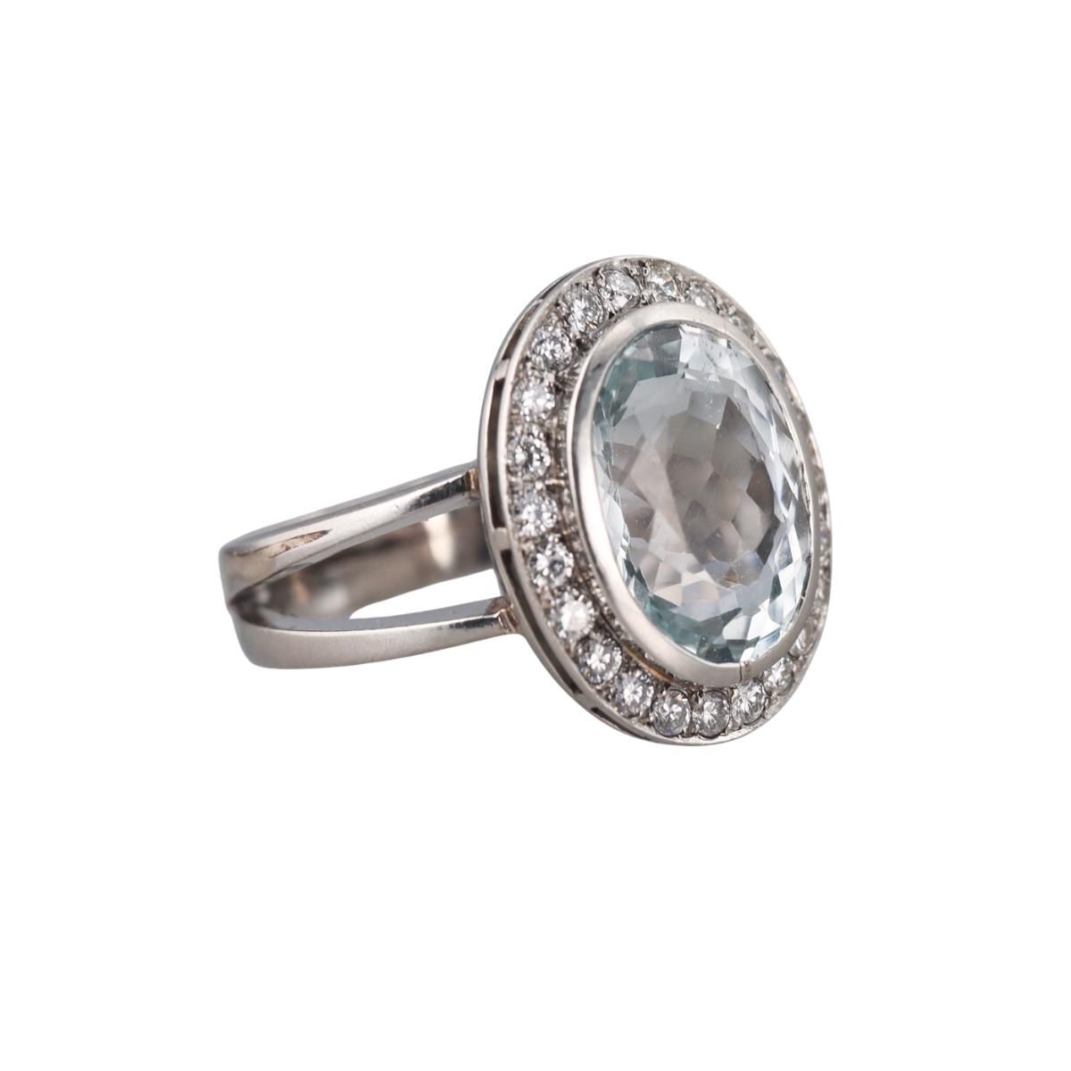 Platinum 7.25ct Aquamarine Diamond Ring