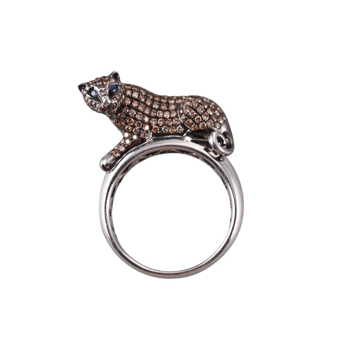 14k Gold Fancy Color Diamond Panther Ring