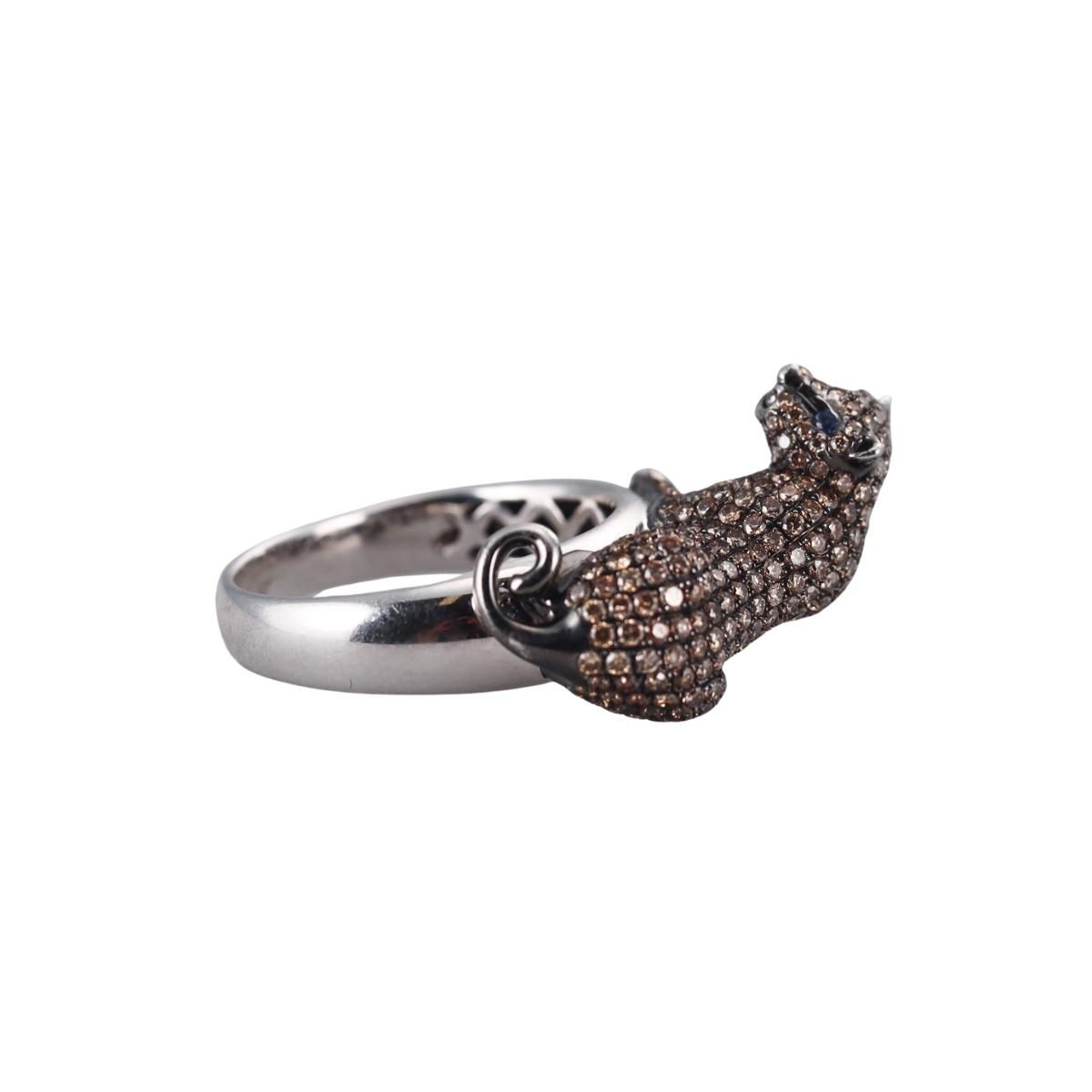 14k Gold Fancy Color Diamond Panther Ring