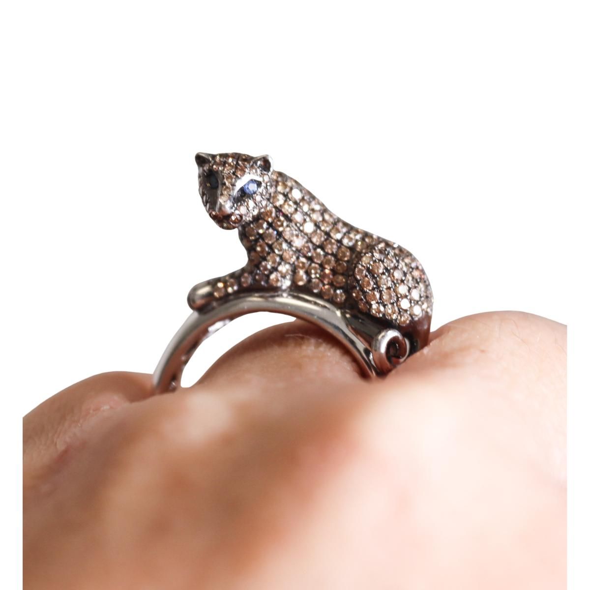 14k Gold Fancy Color Diamond Panther Ring