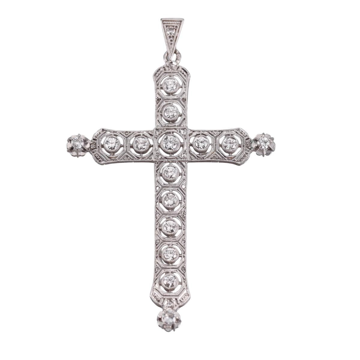 18k Gold Diamond Cross Pendant