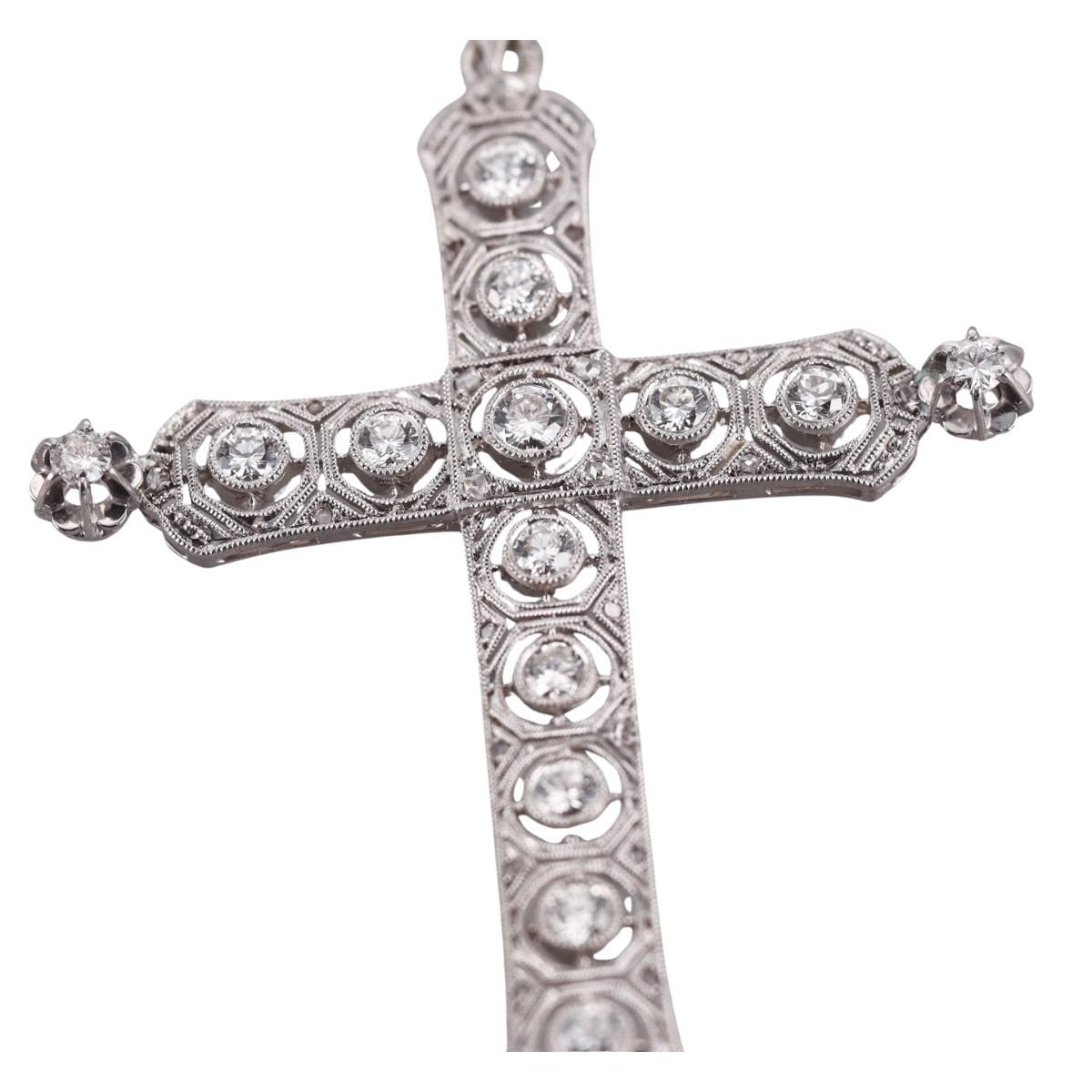 18k Gold Diamond Cross Pendant