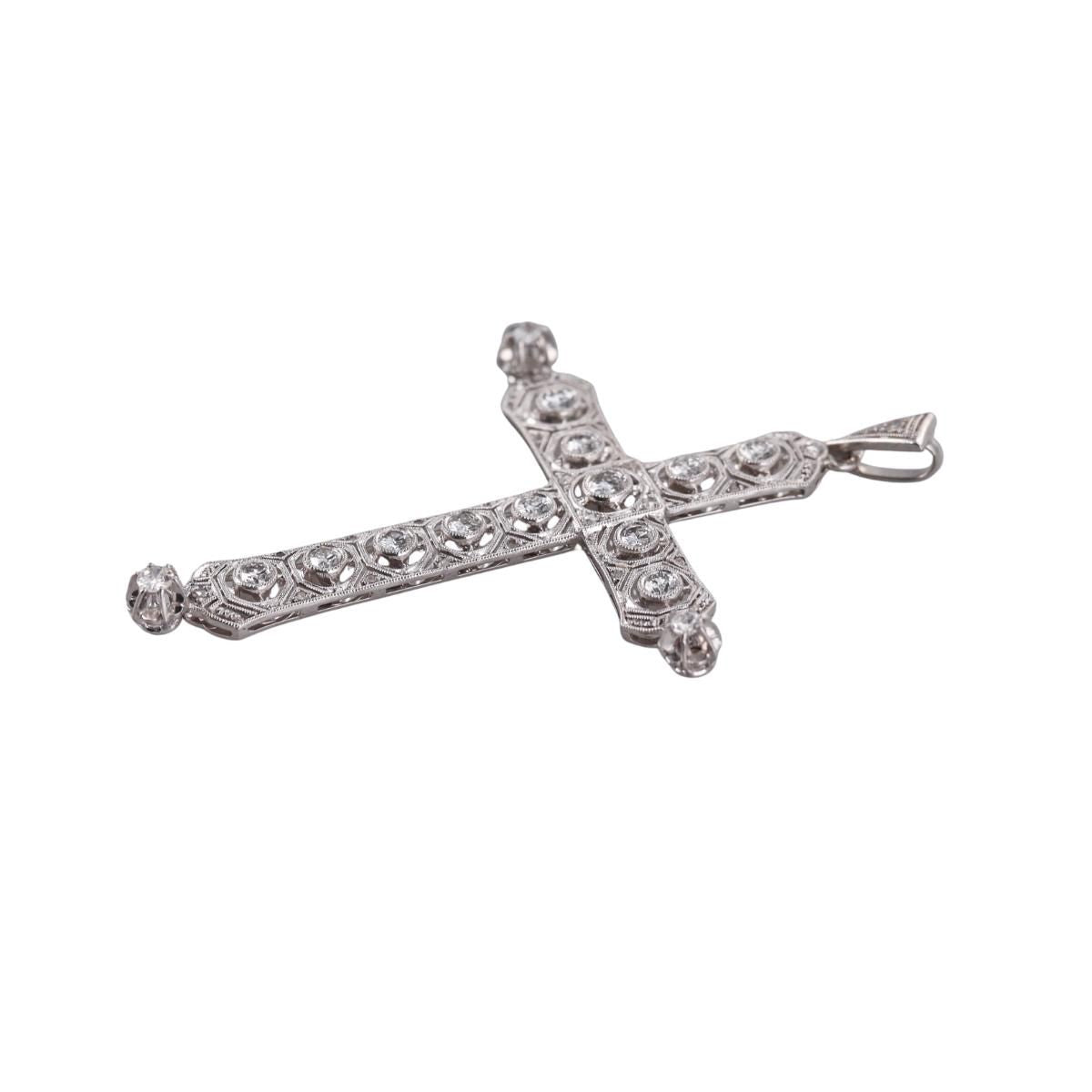 18k Gold Diamond Cross Pendant