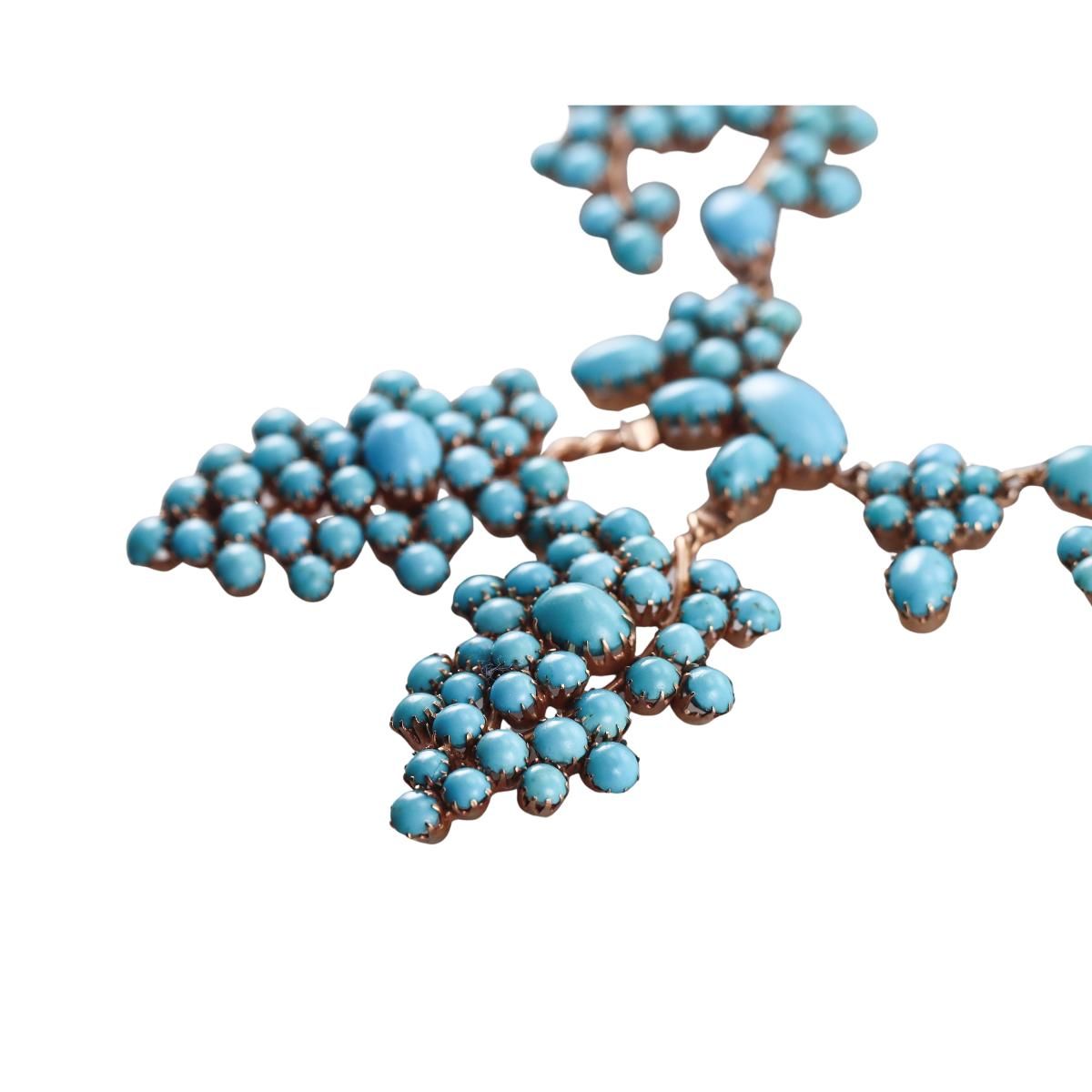 1960s Vintage 14k Gold Turquoise Necklace