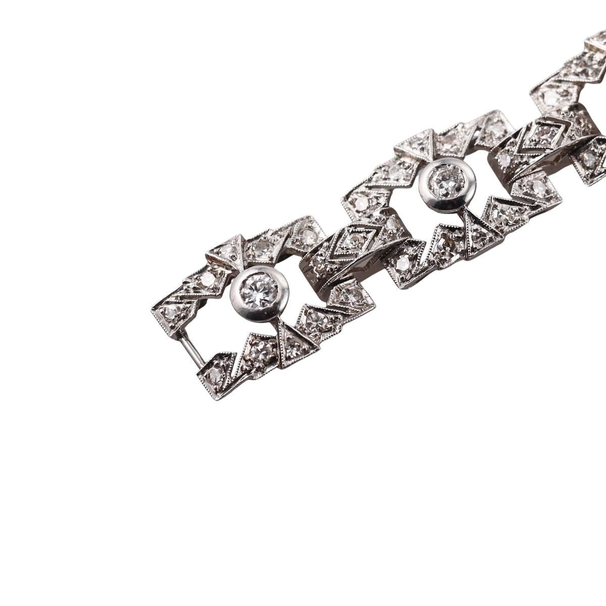 Mid Century 2.20ctw Diamond Platinum Bracelet
