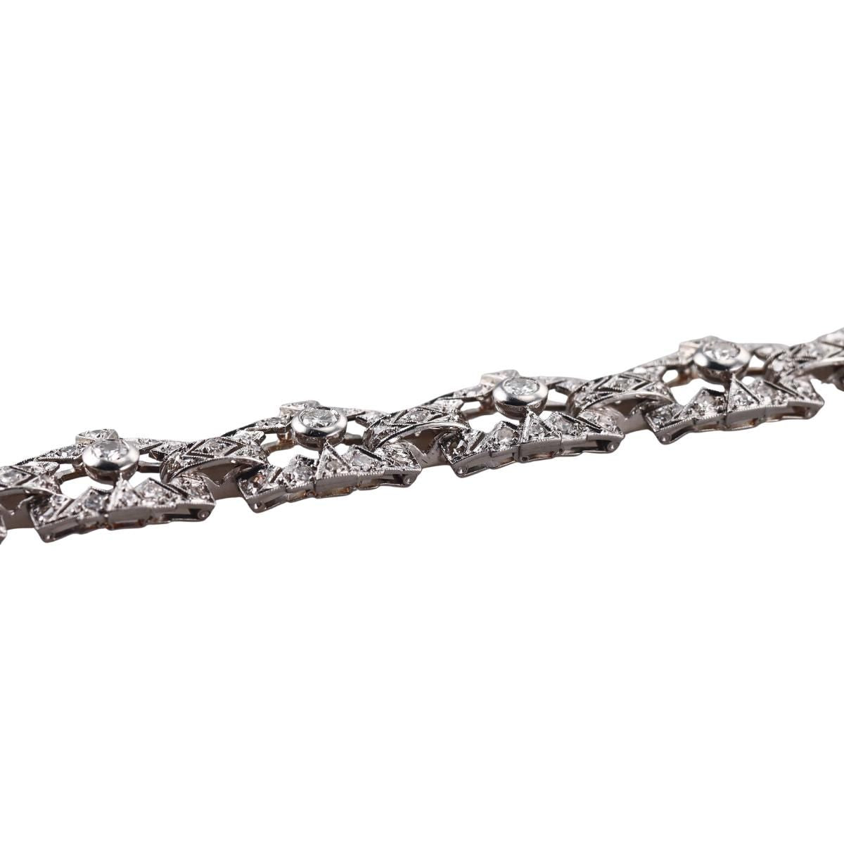 Mid Century 2.20ctw Diamond Platinum Bracelet