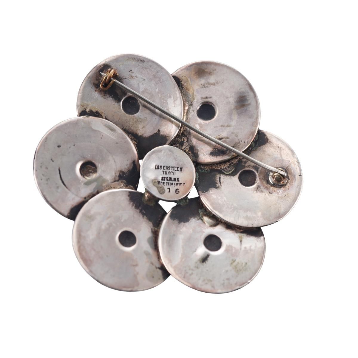 1940-1950s Mexican Los Castillo Taxco 940 Silver Brooch Pin