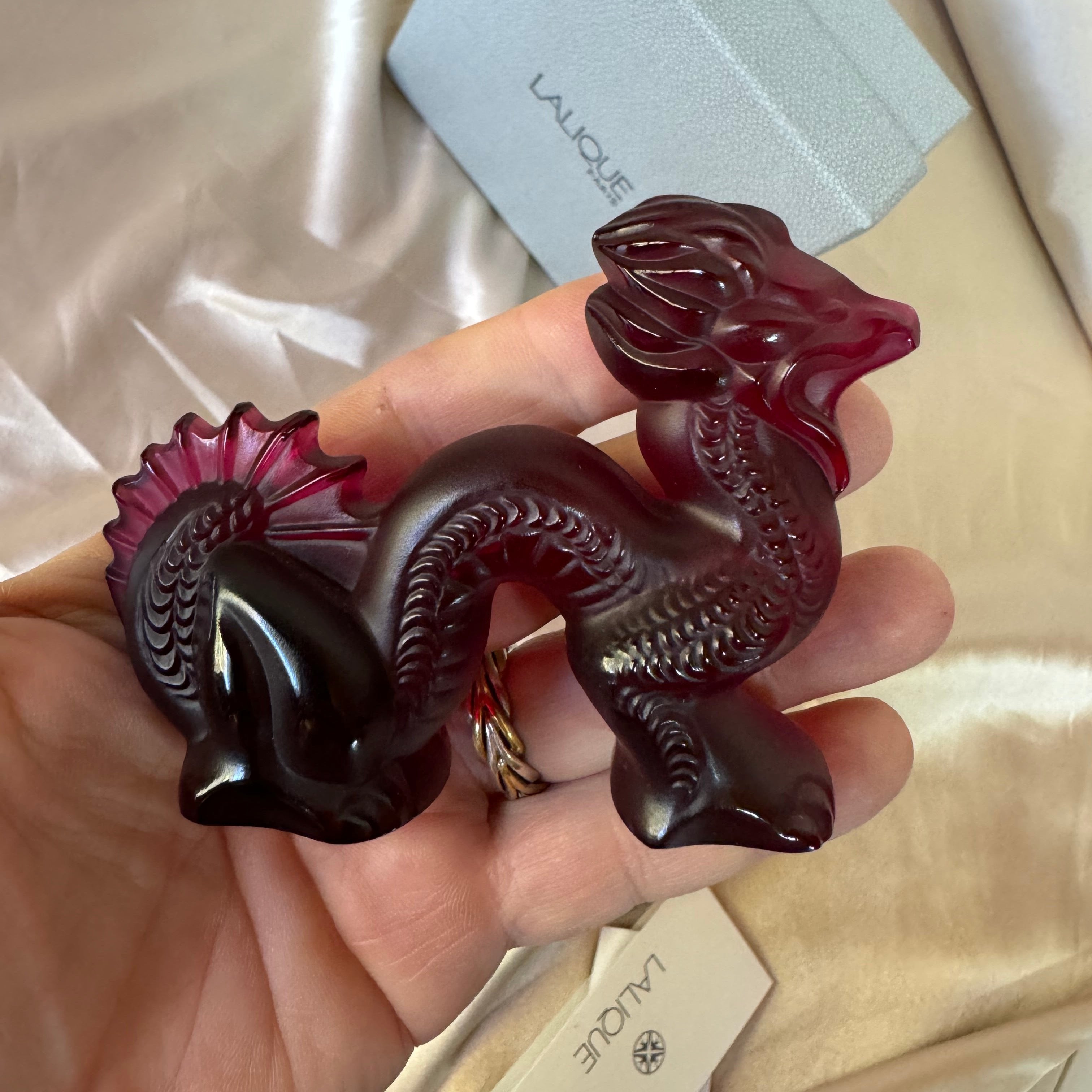Lalique Crystal Red & Ambre Dragon Figure 1214000