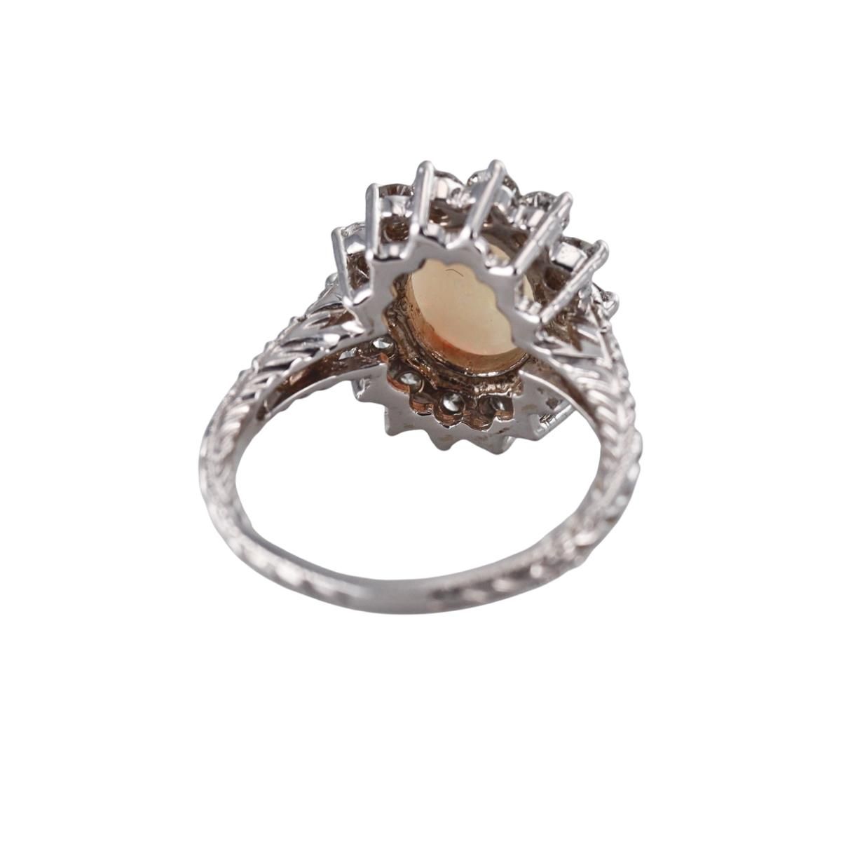 14k Gold Diamond Opal Cluster Ring