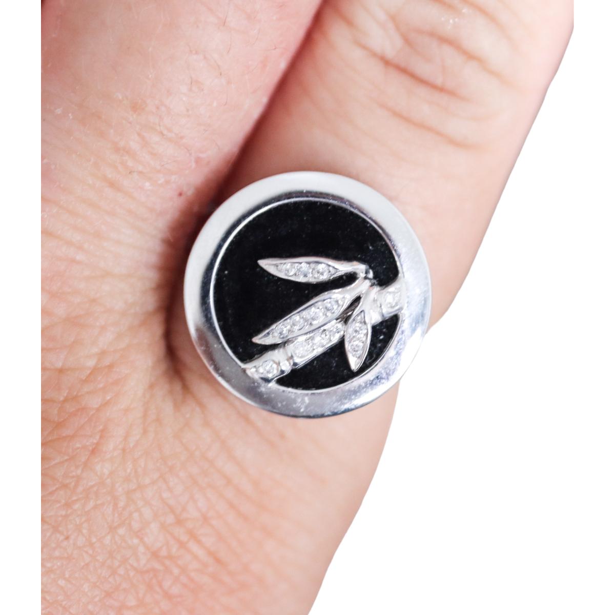 Carrera y Carrera Bambu 18k Gold Diamond Onyx Ring