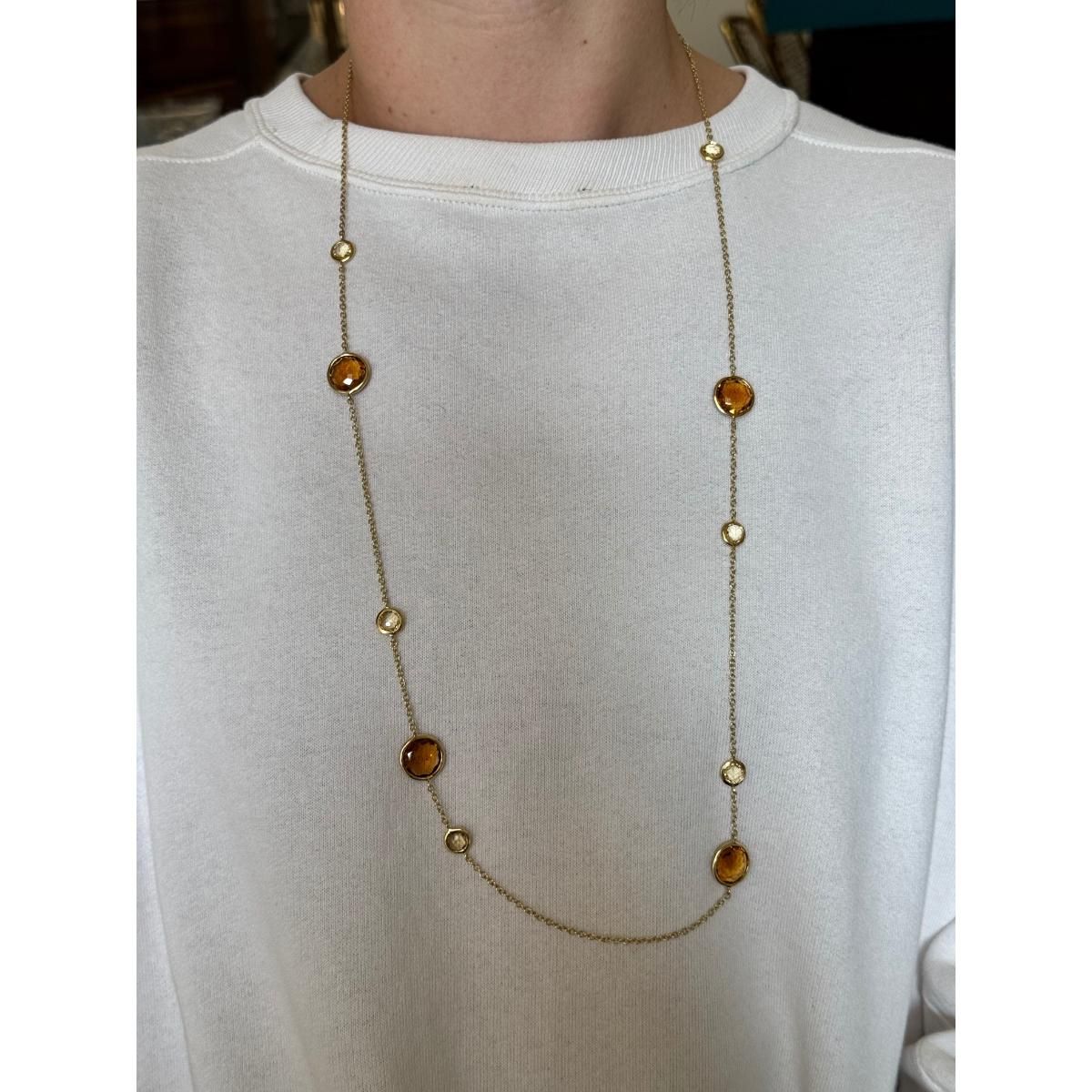 Ippolita Lollipop 18k Gold Citrine Station Necklace