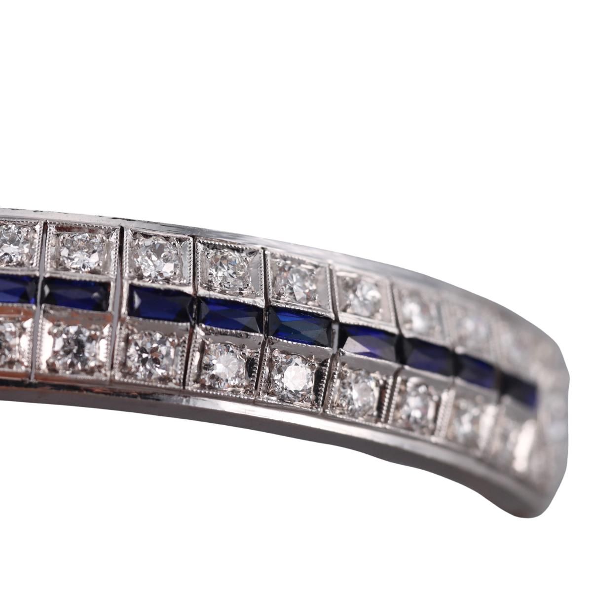 14k Gold 3.50ctw Diamond Sapphire Bangle Bracelet Set