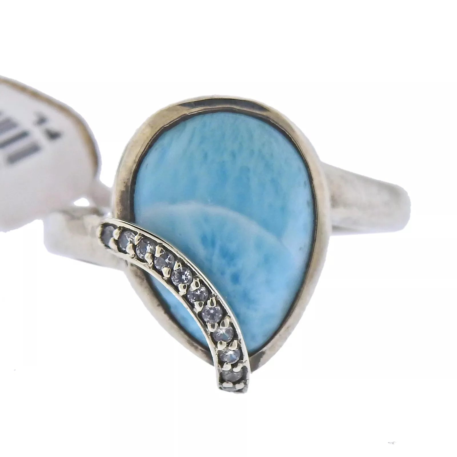 Marahlago Sterling Silver Larimar White Sapphire Daria Ring Retail $252 #44
