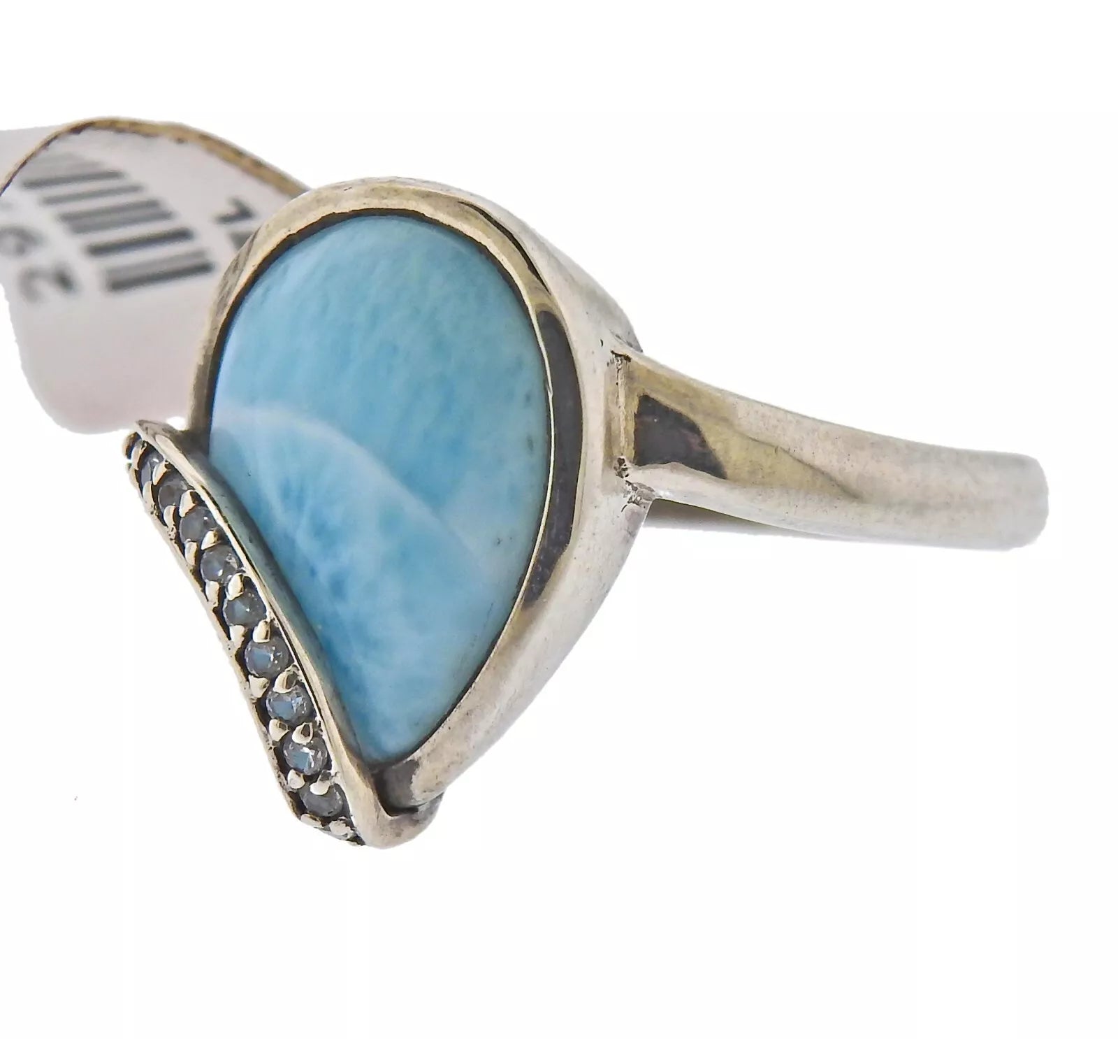 Marahlago Sterling Silver Larimar White Sapphire Daria Ring Retail $252 #44