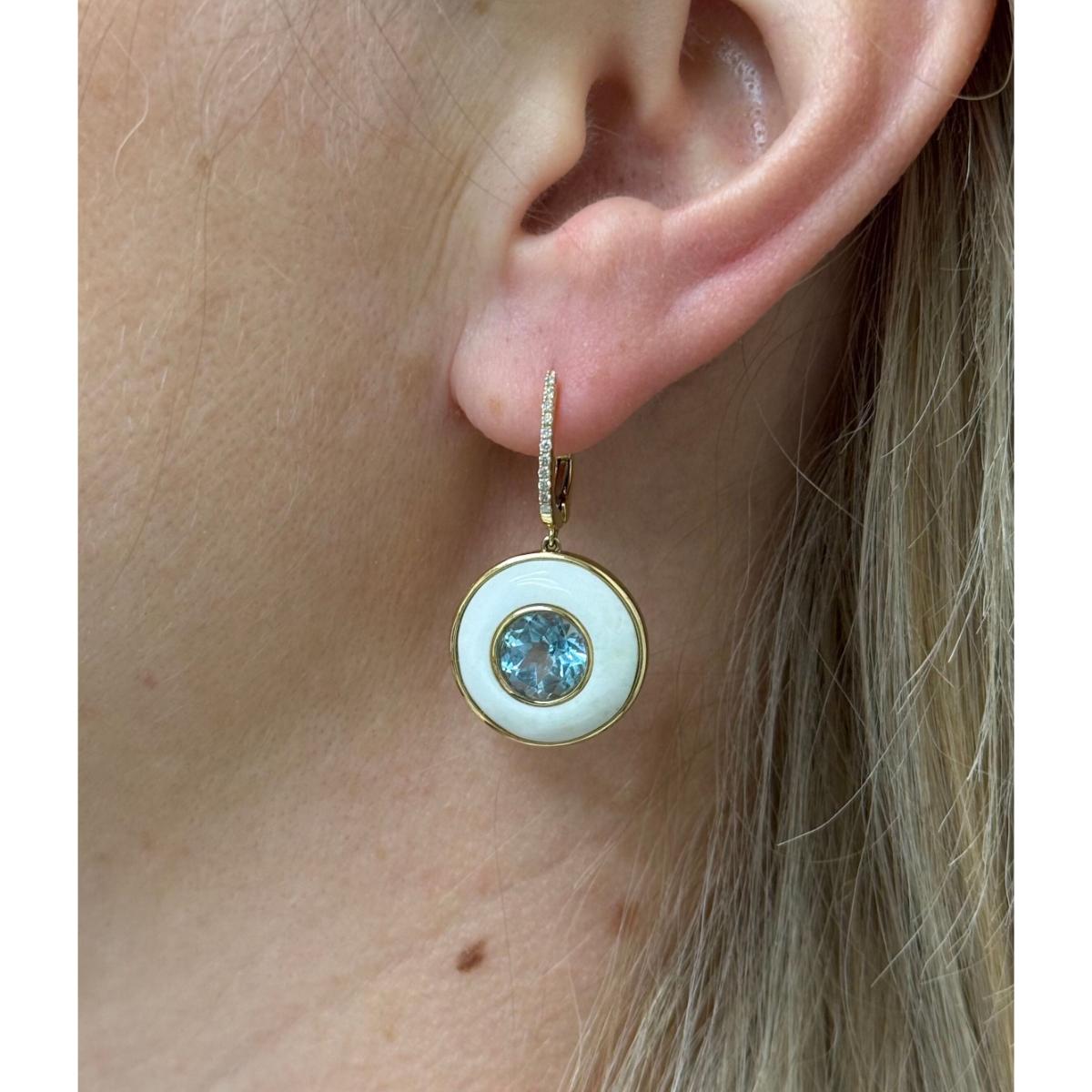 Doves Doron Paloma 18k Gold Agate Topaz Drop Earrings