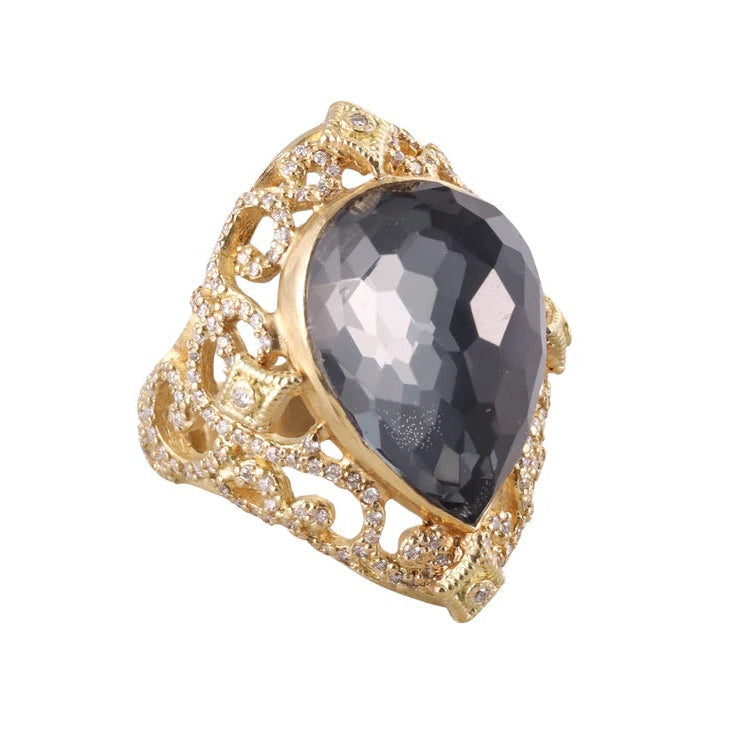 Armenta Sueno Gold Diamond Hematite Ring