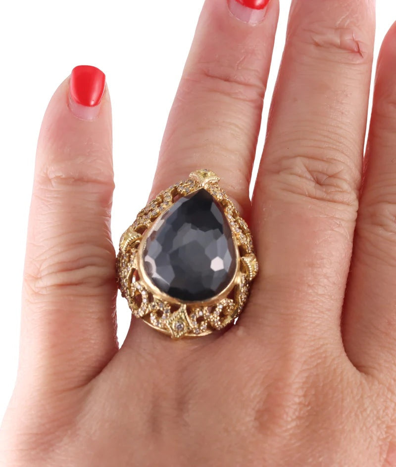 Armenta Sueno Gold Diamond Hematite Ring