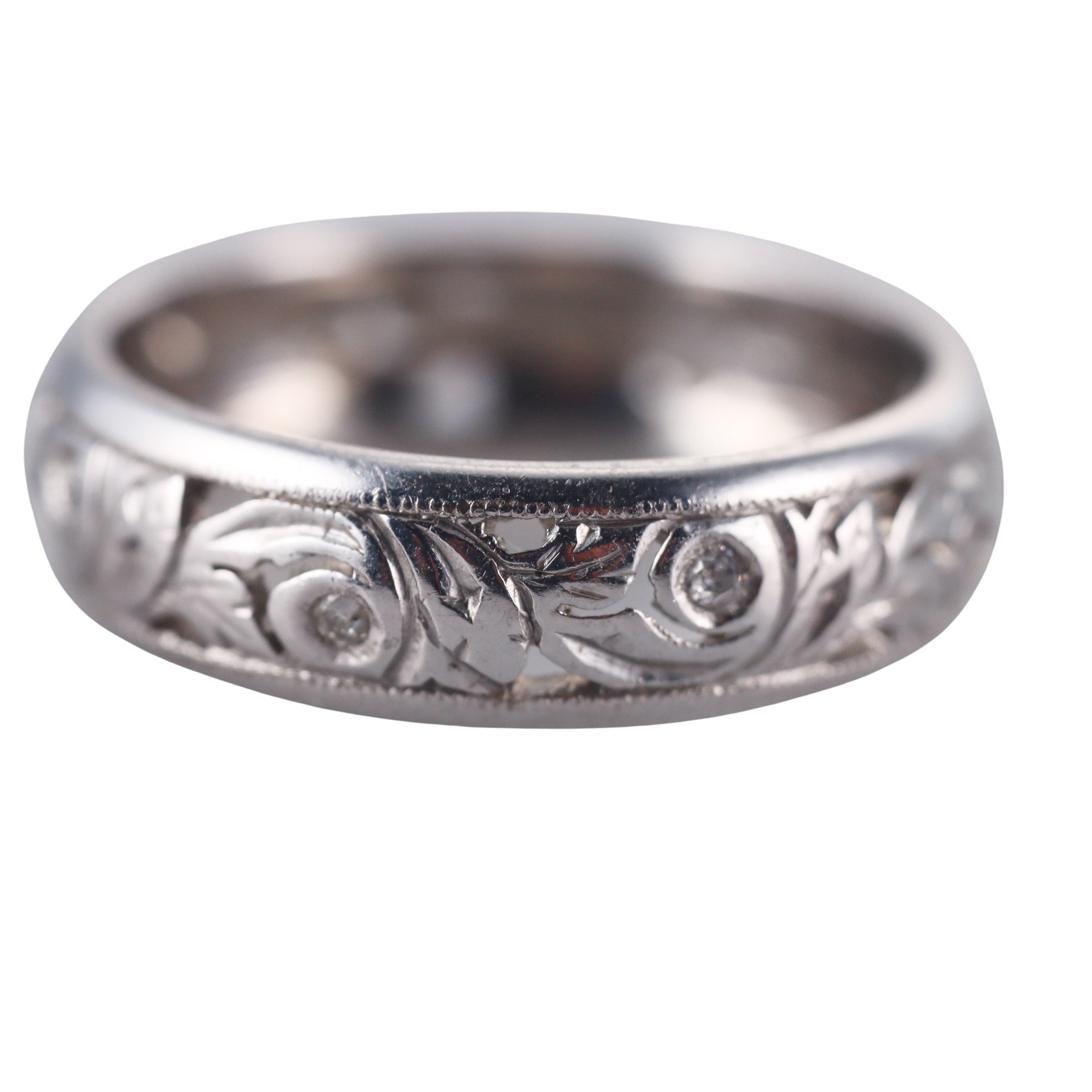 Art Deco Platinum Diamond Wedding Band Ring