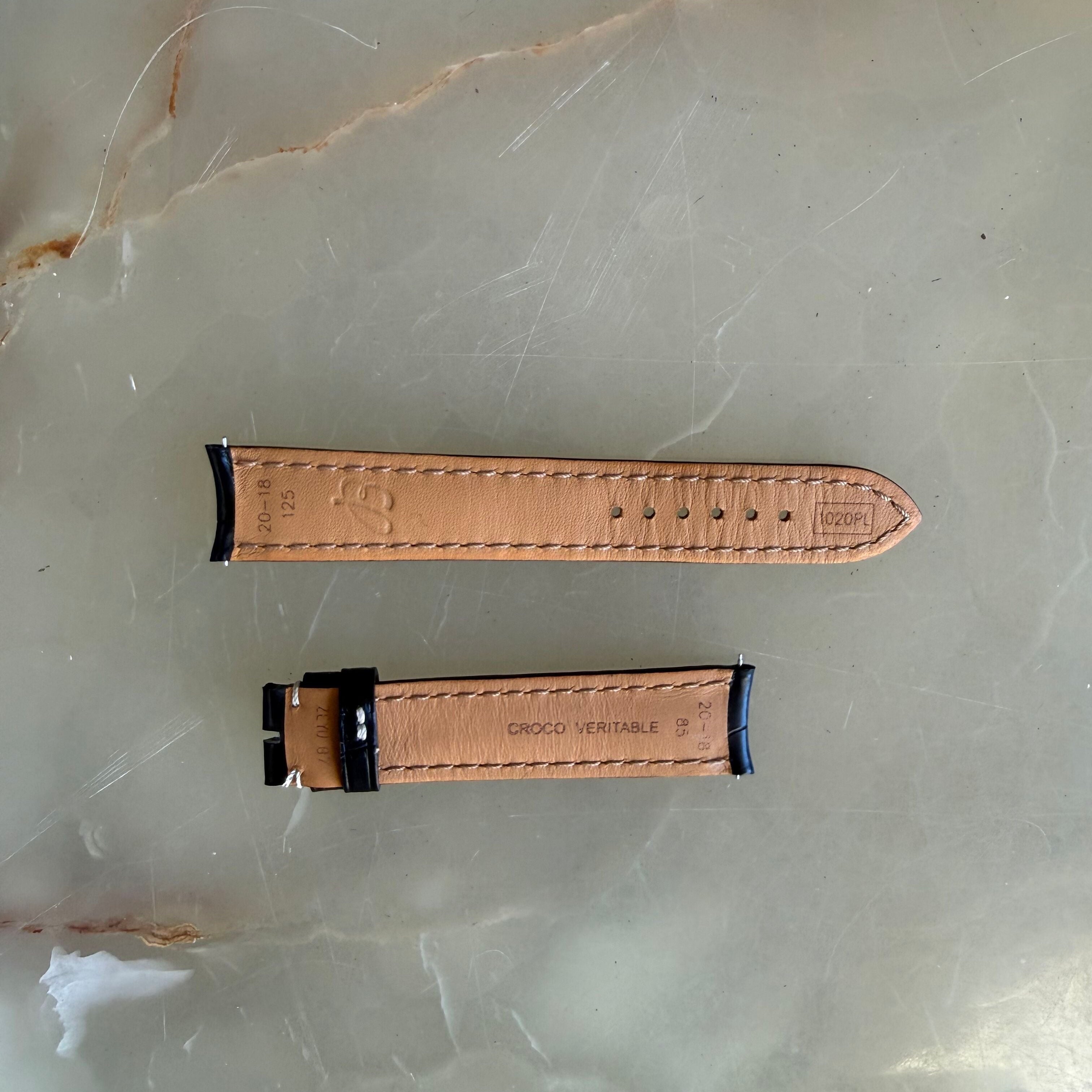 Authentic 1020PL Breitling Black Crocodile Padded & Stitched Watch Strap Band