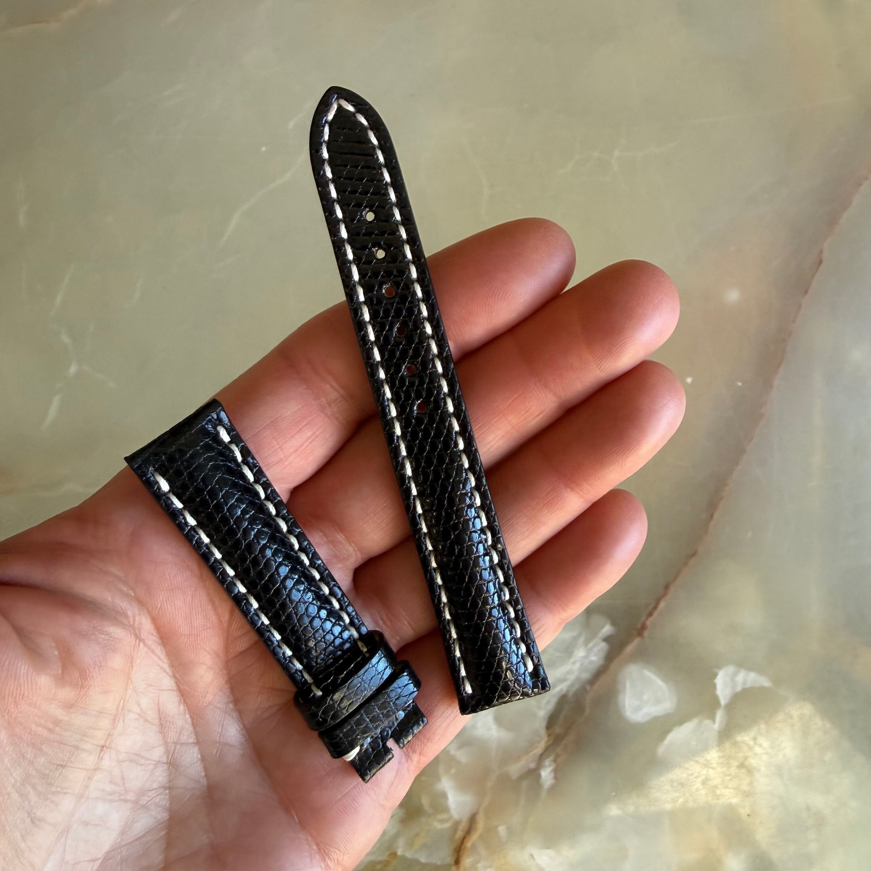 Authentic 123Z Breitling Black Lizard Watch Strap Band 16mm