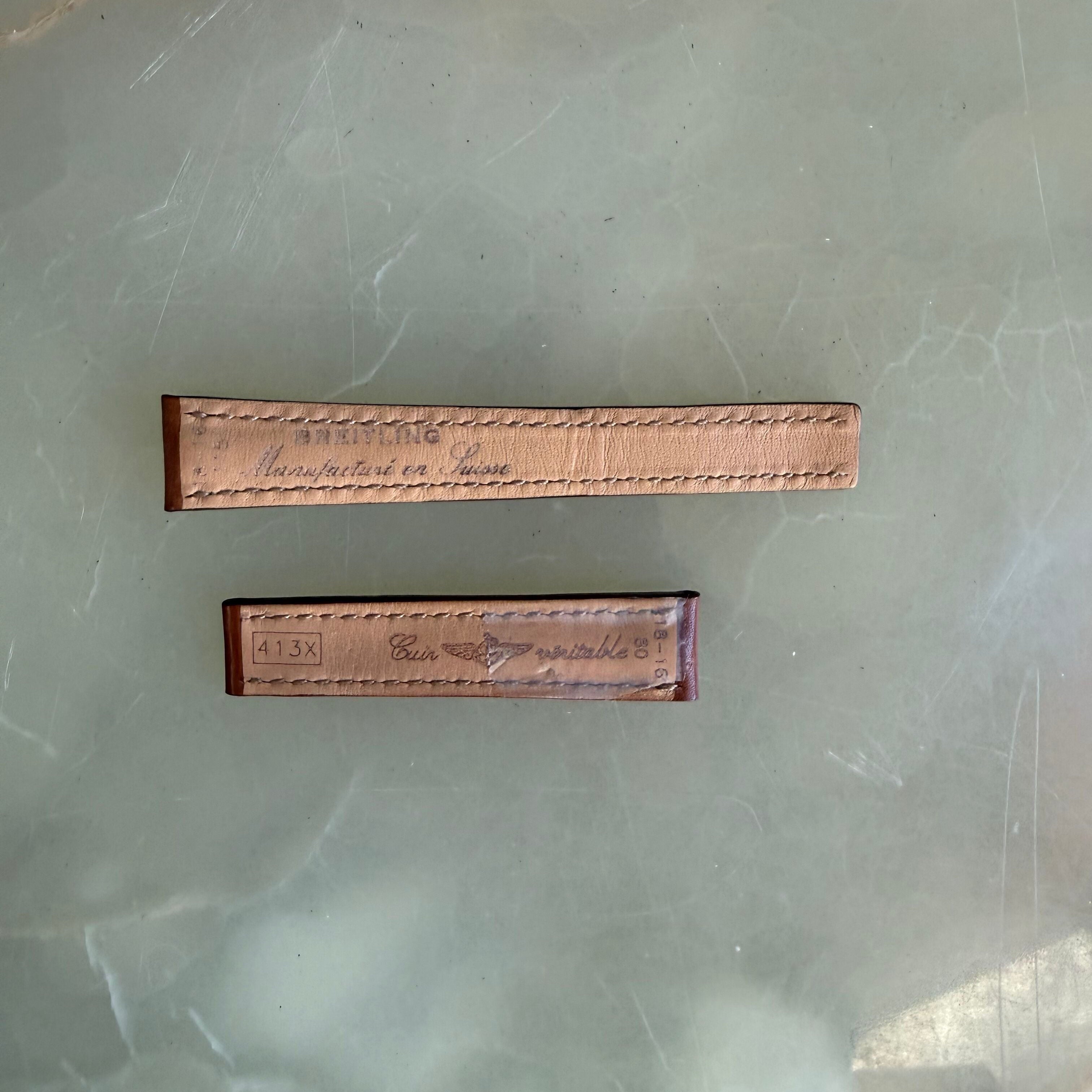 Authentic 413X Breitling Brown Leather Watch Strap Band 18mm