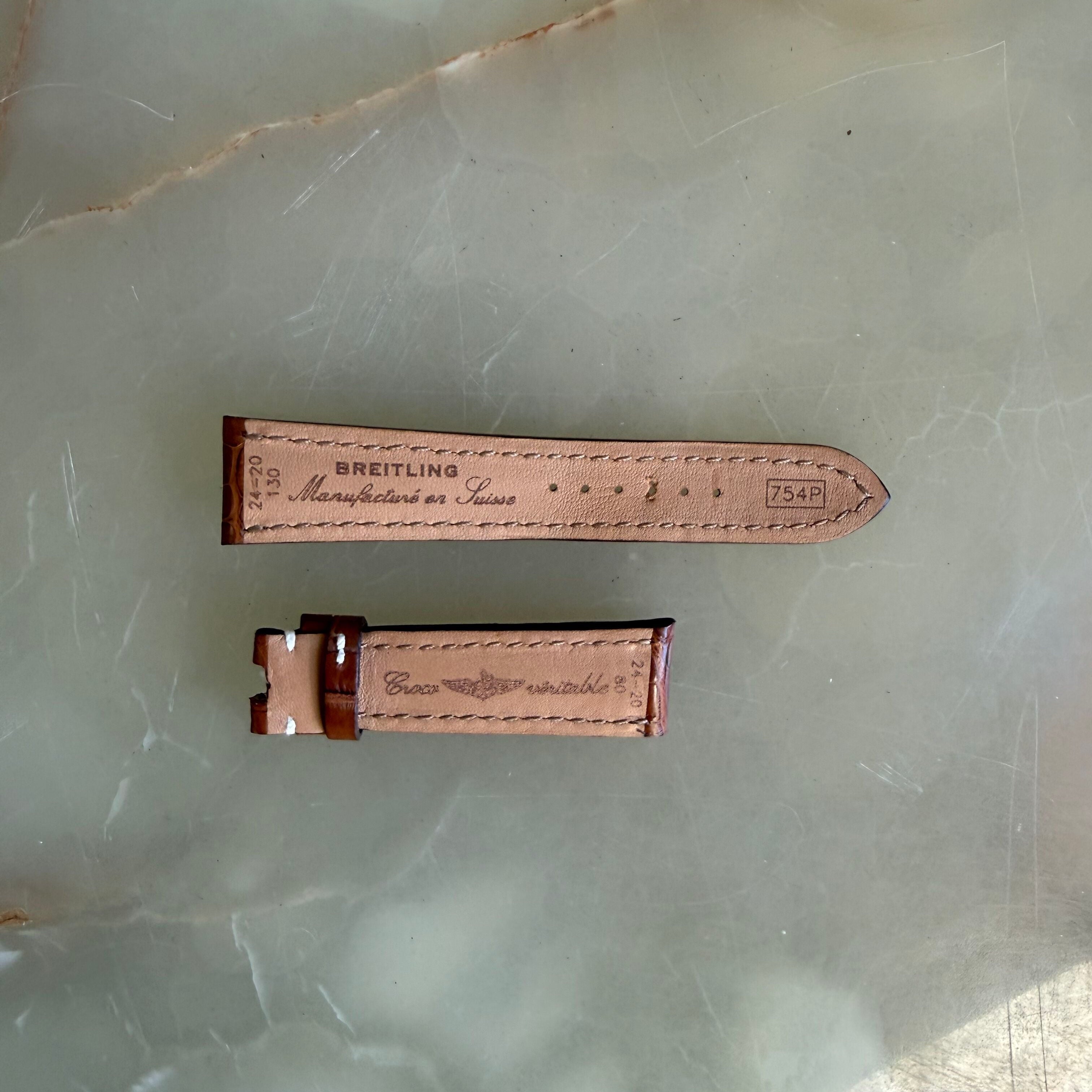Authentic 754P Breitling Brown Alligator Watch Strap Band 24mm