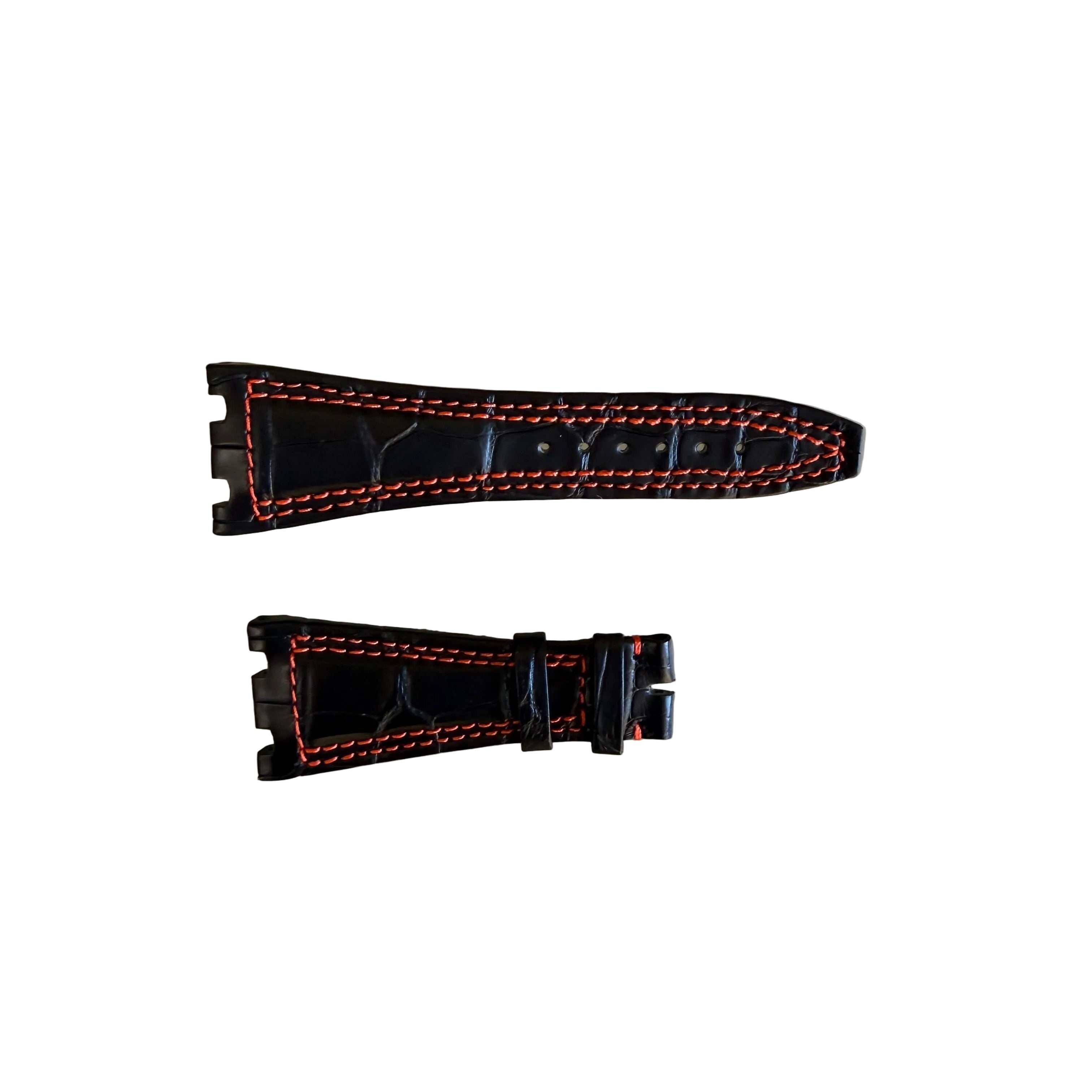 Authentic Audemars Piguet Black Leather Red Stitching Watch Band Strap 28mm