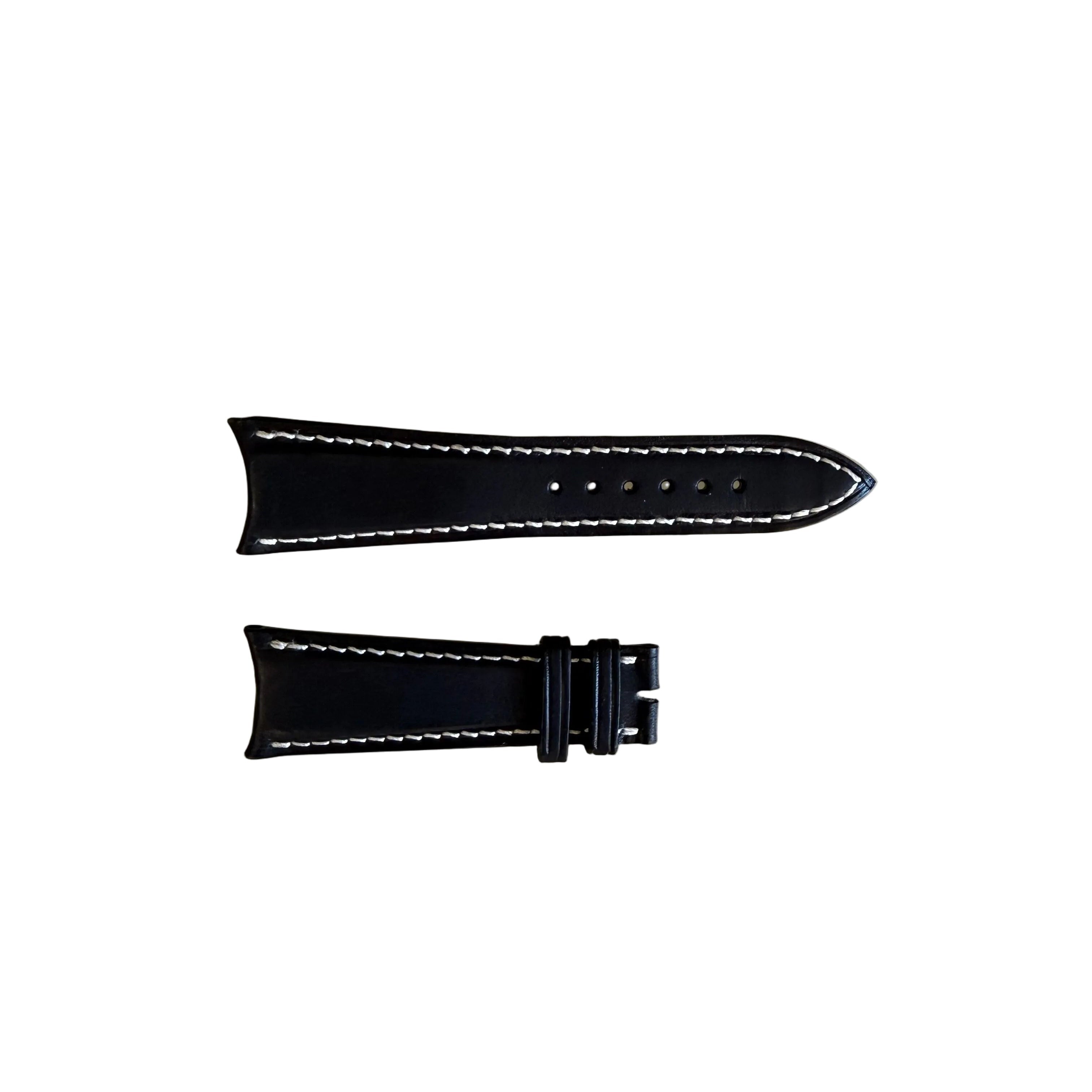Authentic Audemars Piguet Black Leather White Stitching Watch Band Strap 24mm