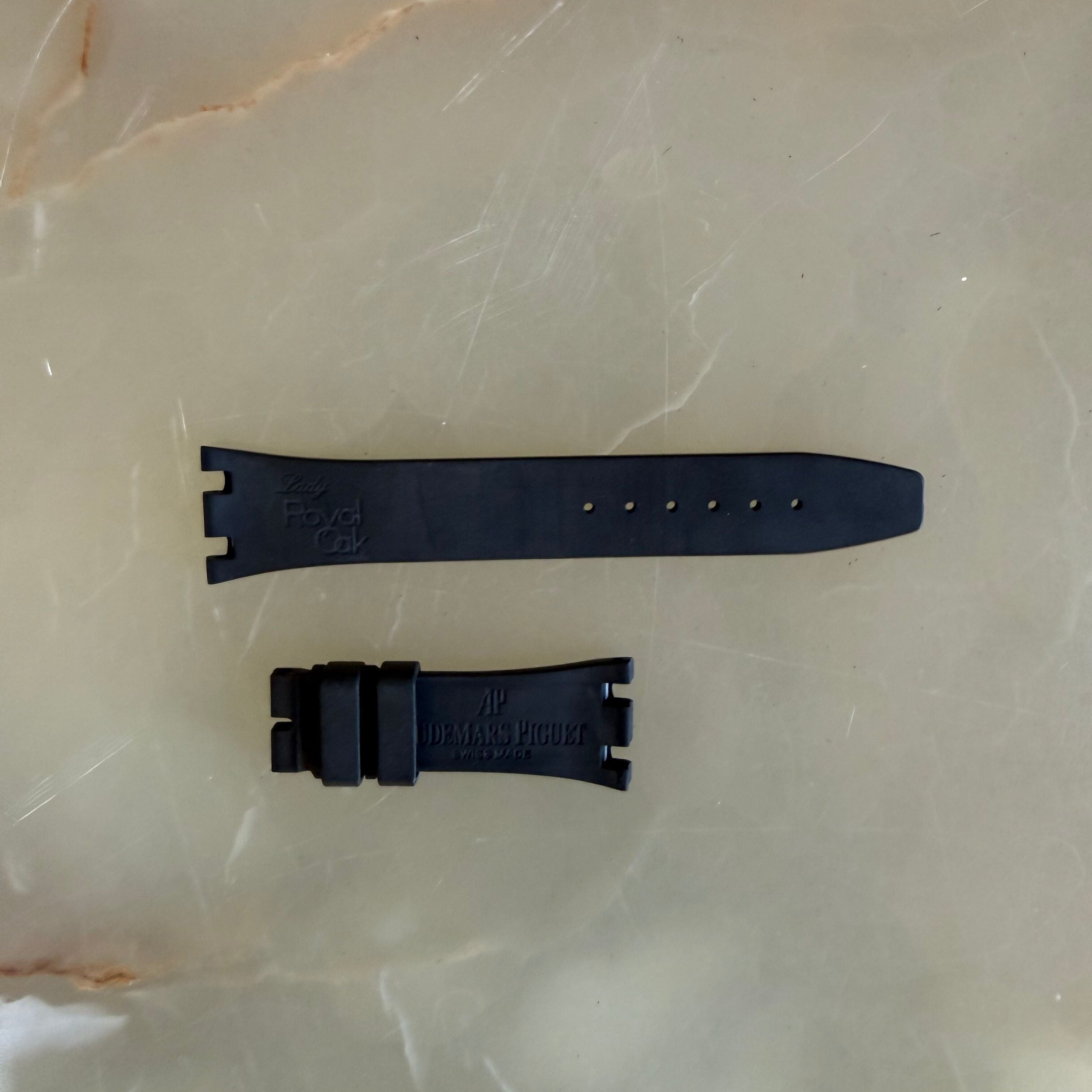 Authentic Audemars Piguet Lady Royal Oak Black Rubber Watch Strap Band 21.5mm