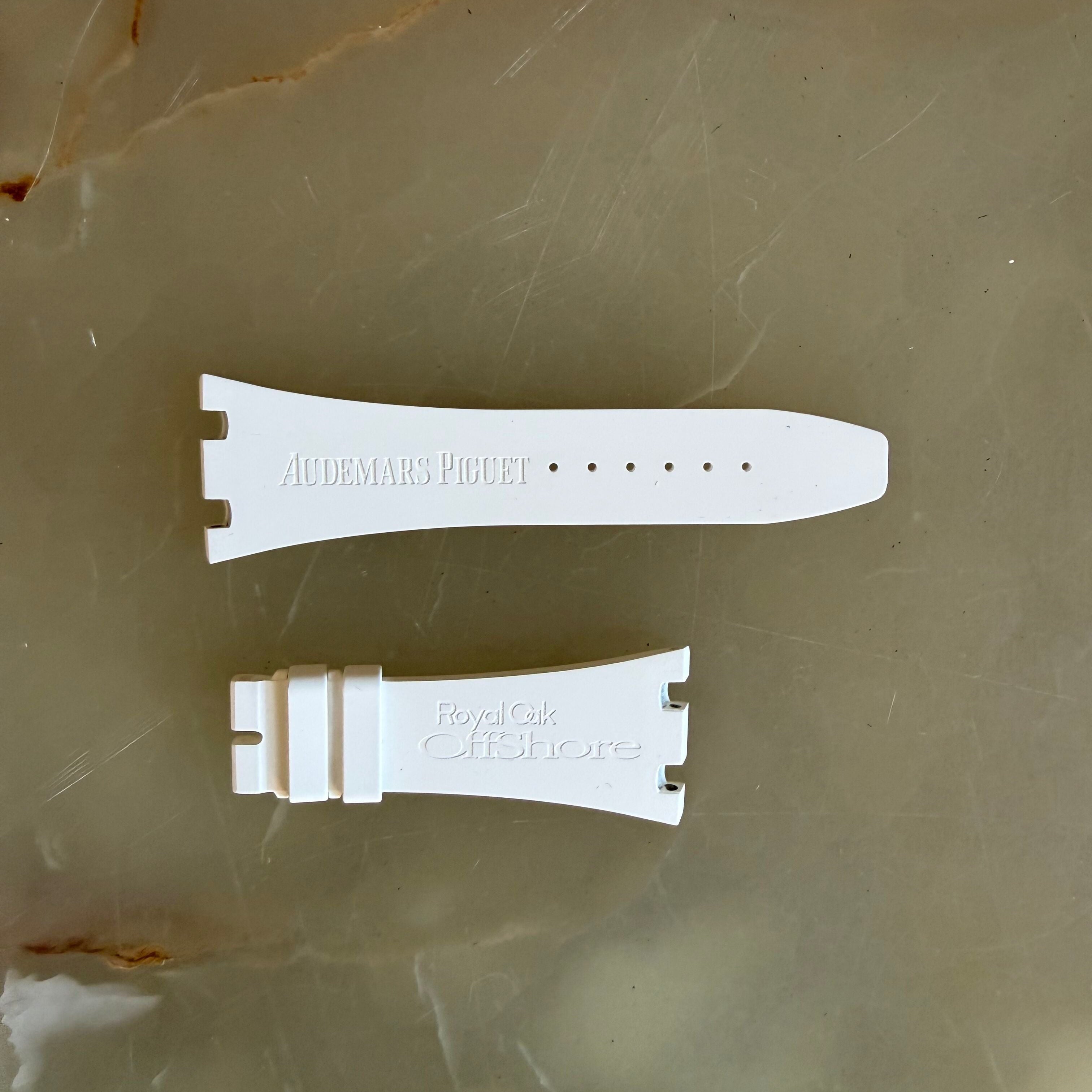 Authentic Audemars Piguet Royal Oak Offshore White Rubber Watch Band Strap 29mm