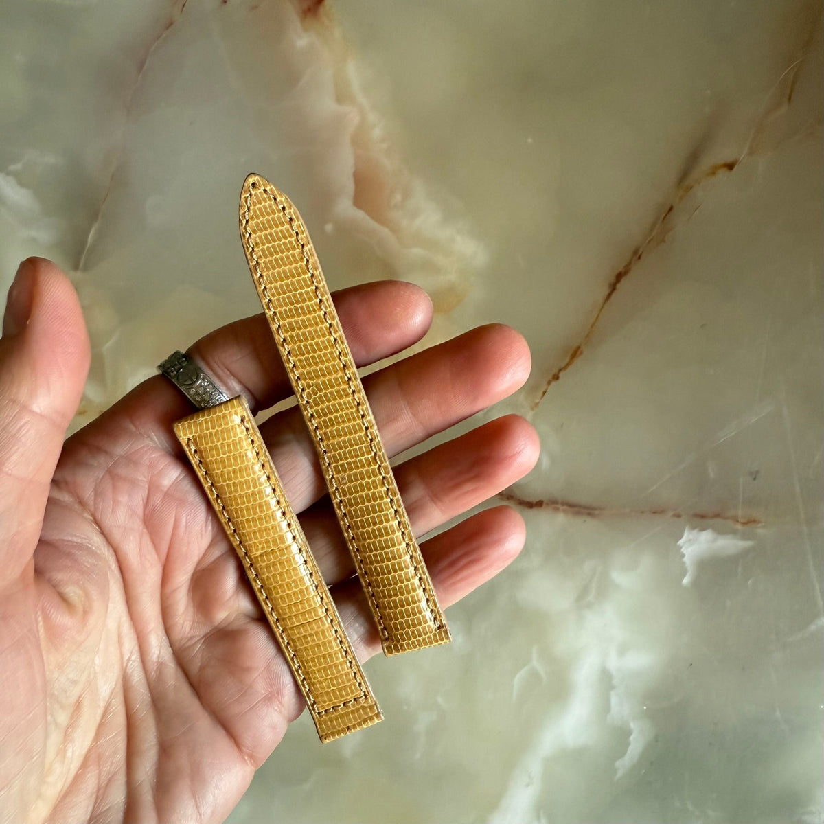 Authentic Baume & Mercier Beige Lizard Watch Strap Band 15mm