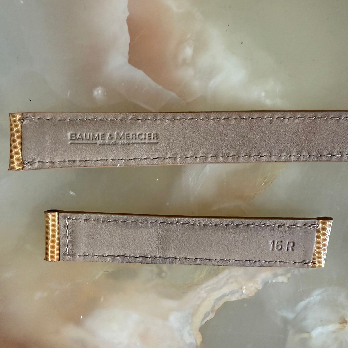 Authentic Baume & Mercier Beige Lizard Watch Strap Band 15mm