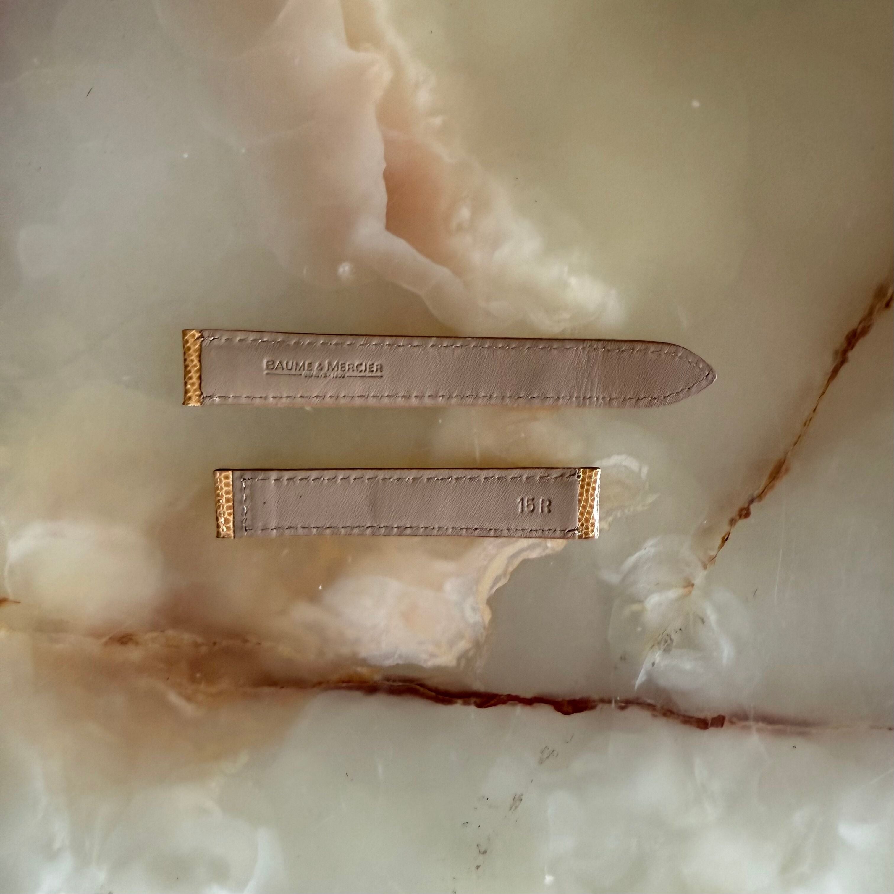 Authentic Baume & Mercier Beige Lizard Watch Strap Band 15mm