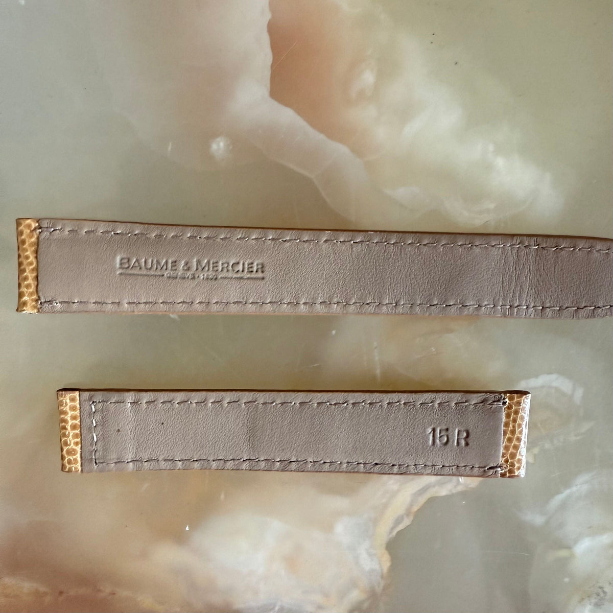 Authentic Baume & Mercier Beige Lizard Watch Strap Band 15mm