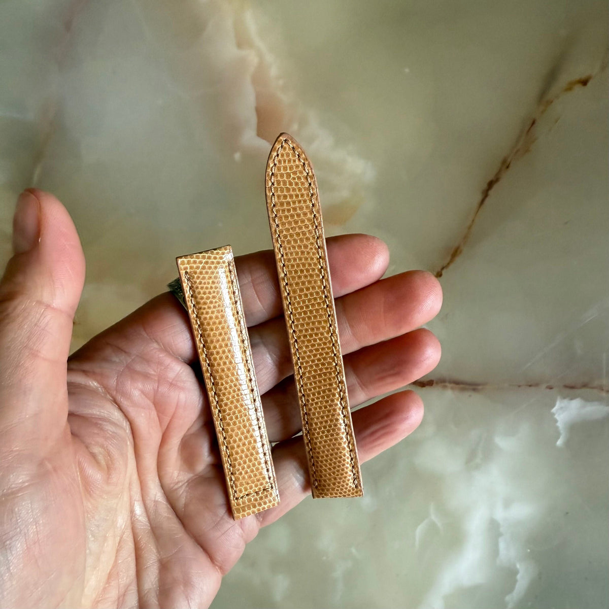 Authentic Baume & Mercier Beige Lizard Watch Strap Band 15mm