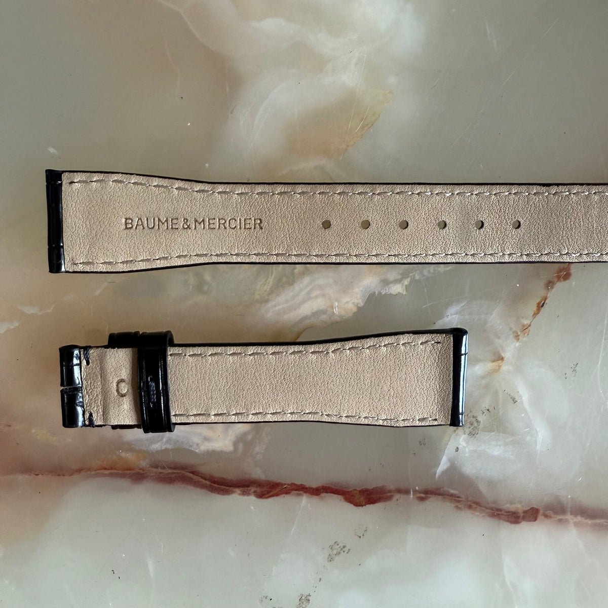 Authentic Baume & Mercier Black Alligator Watch Strap Band 17mm