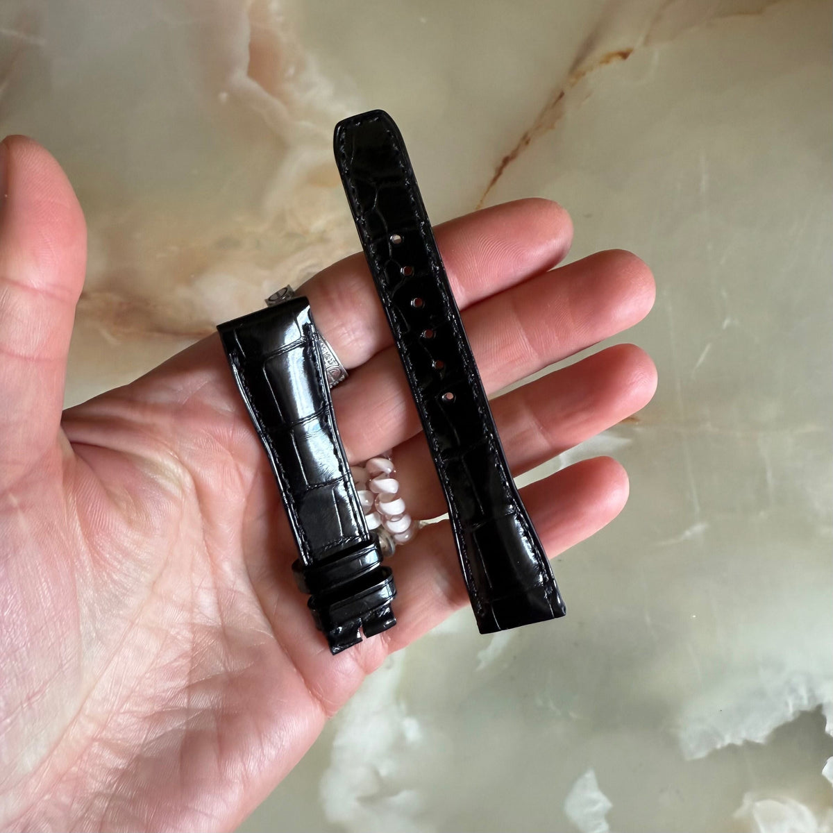 Authentic Baume & Mercier Black Alligator Watch Strap Band 17mm