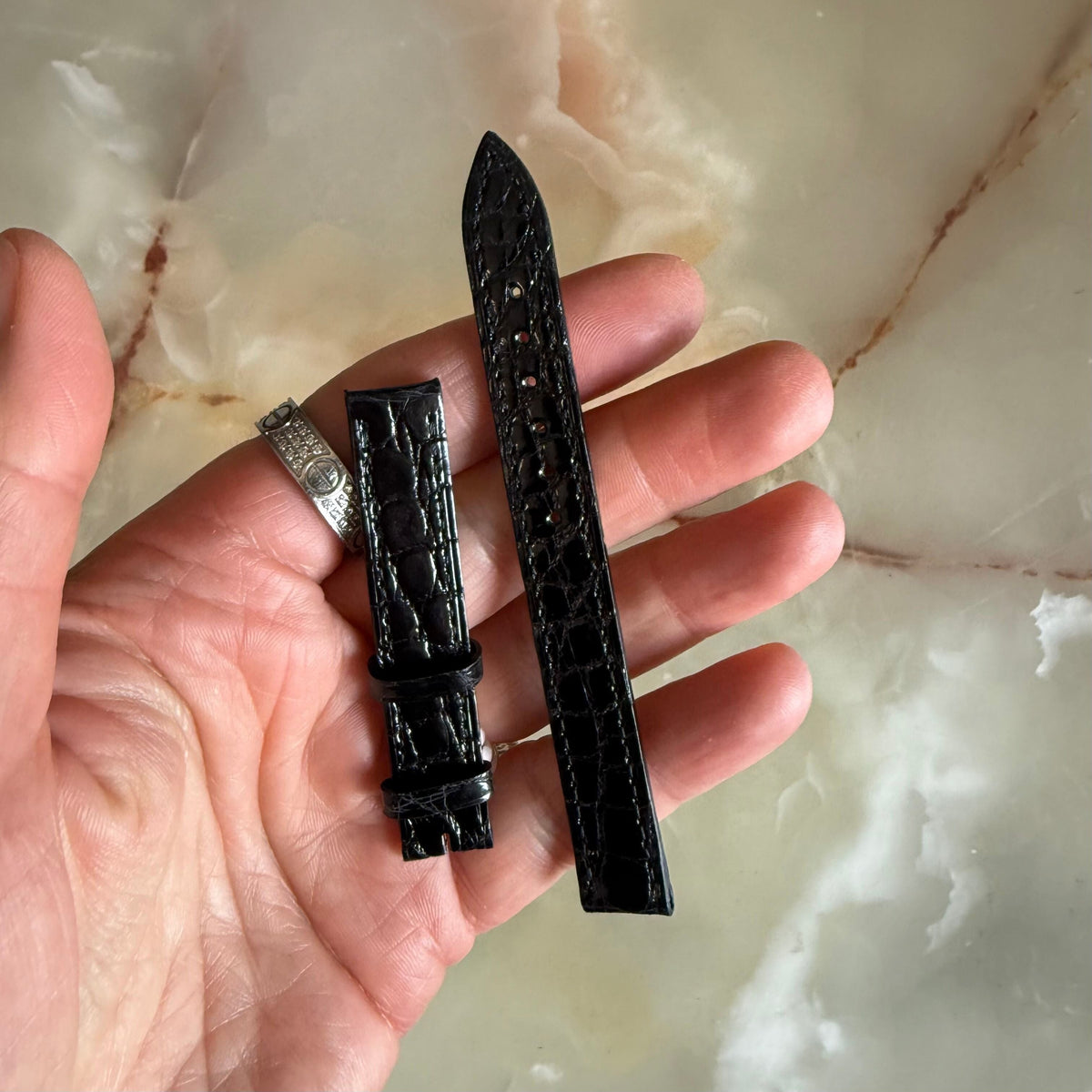 Authentic Baume & Mercier Black Crocodile Watch Strap Band 12mm