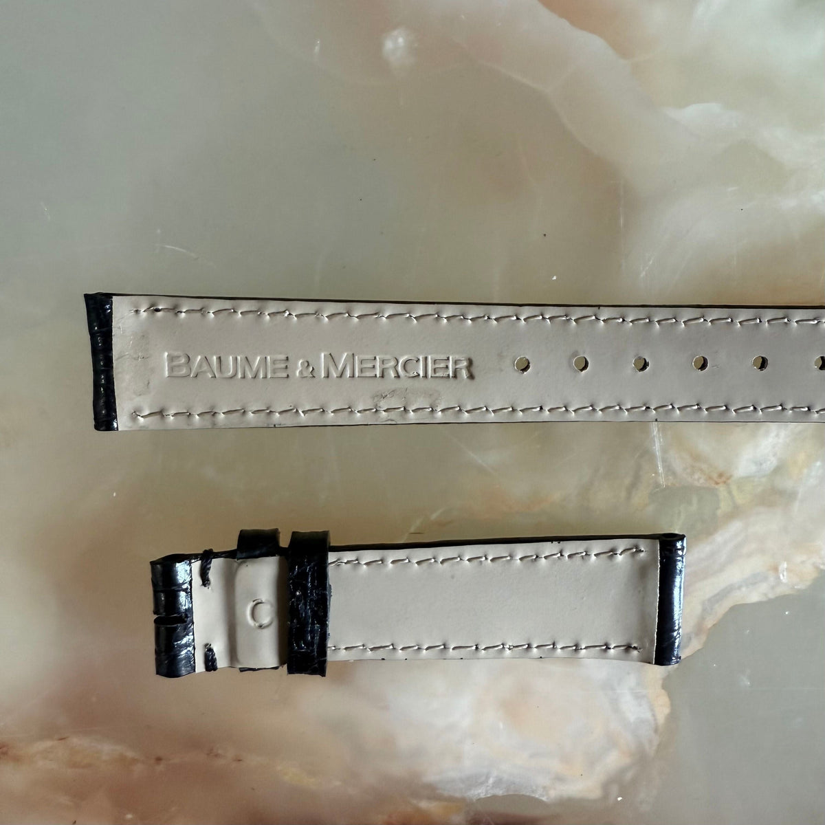 Authentic Baume & Mercier Black Crocodile Watch Strap Band 14mm